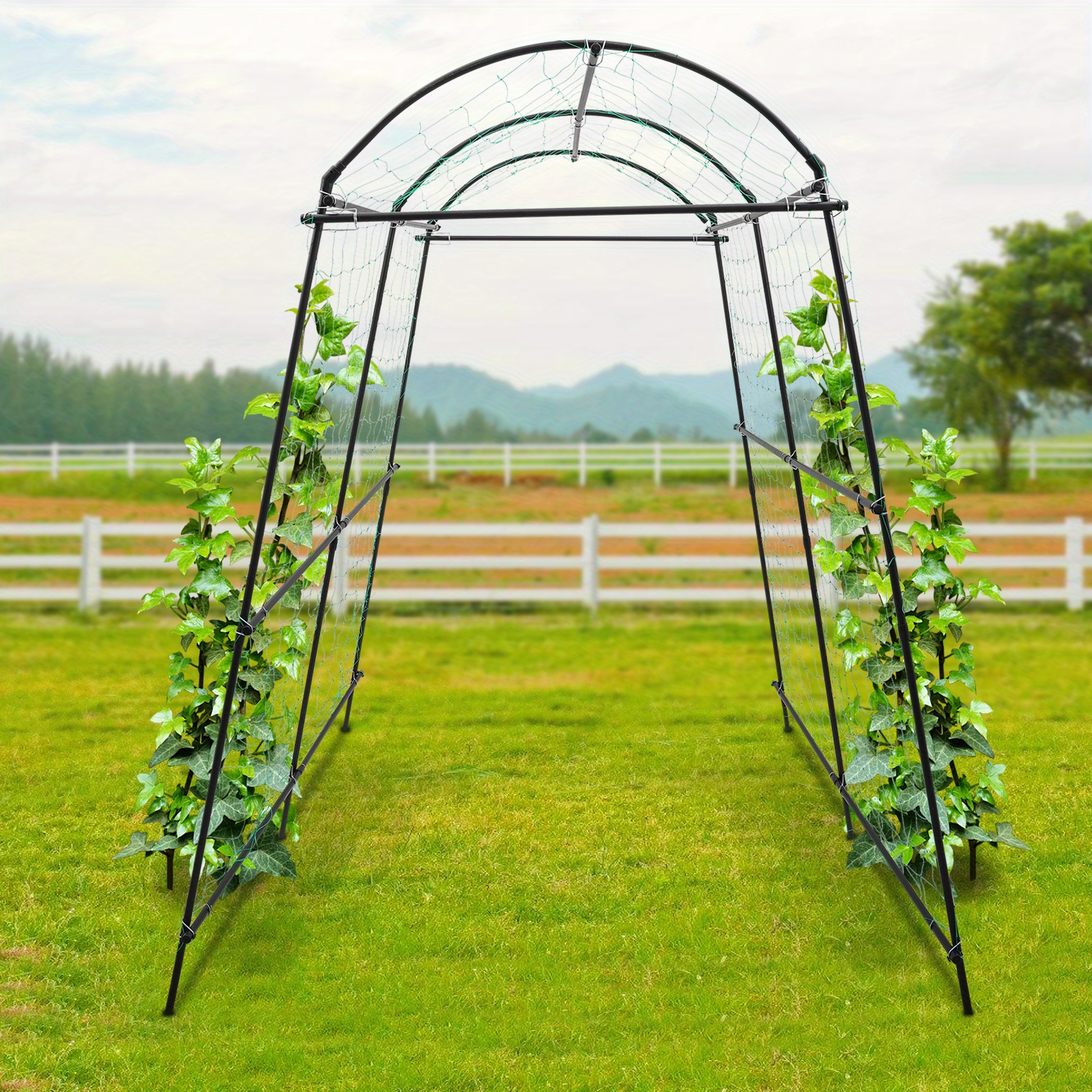 Metal Garden Arch Trellis For Climbing Plants, 230 Cm Garden Tunnel Trellis, Vegetable Rack