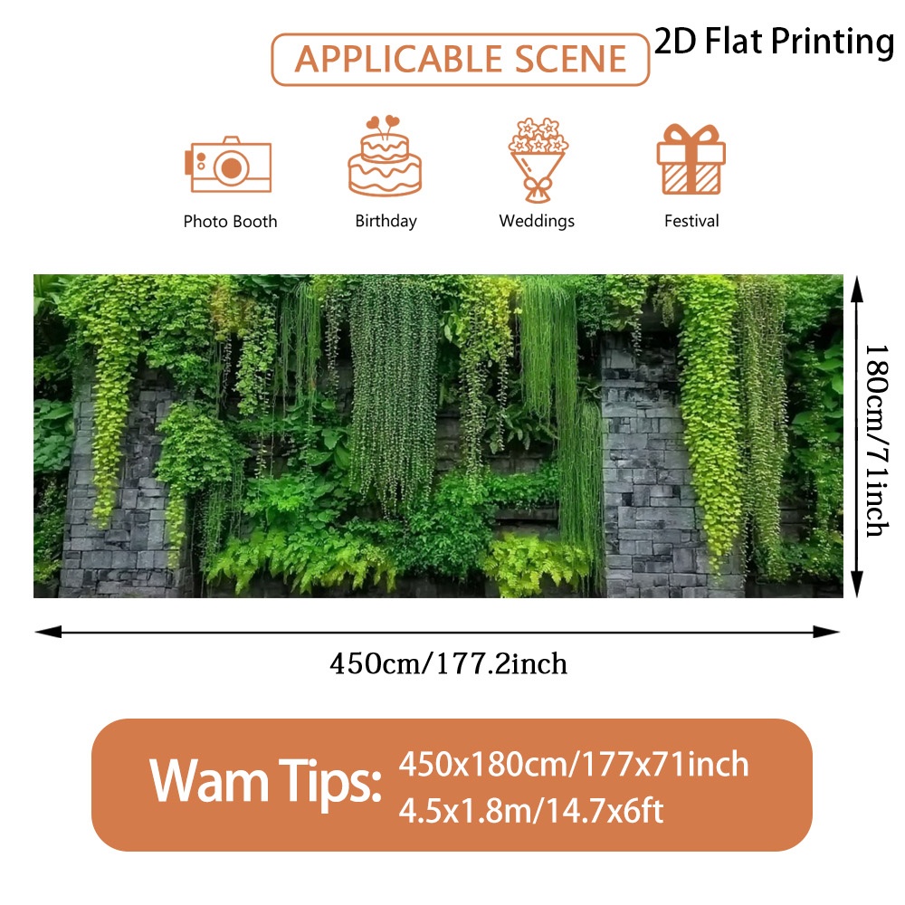 TEMU 1pc Earth Day Hanging Plants Banner - Realistic Foliage Garage Door & Fence Decoration With Fixing Rope, Suitable For Balcony, Poolside