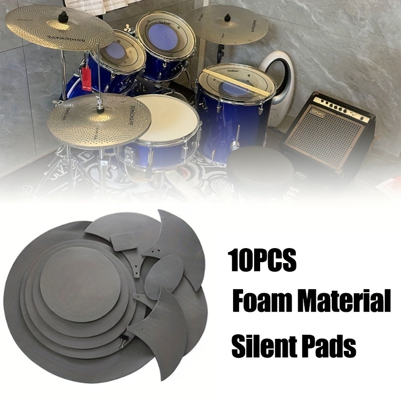 TEMU 10 piezas de accesorios de percusión para práctica de suavidad de material, silenciador de batería, de espuma silenciadora, tapete silenciador