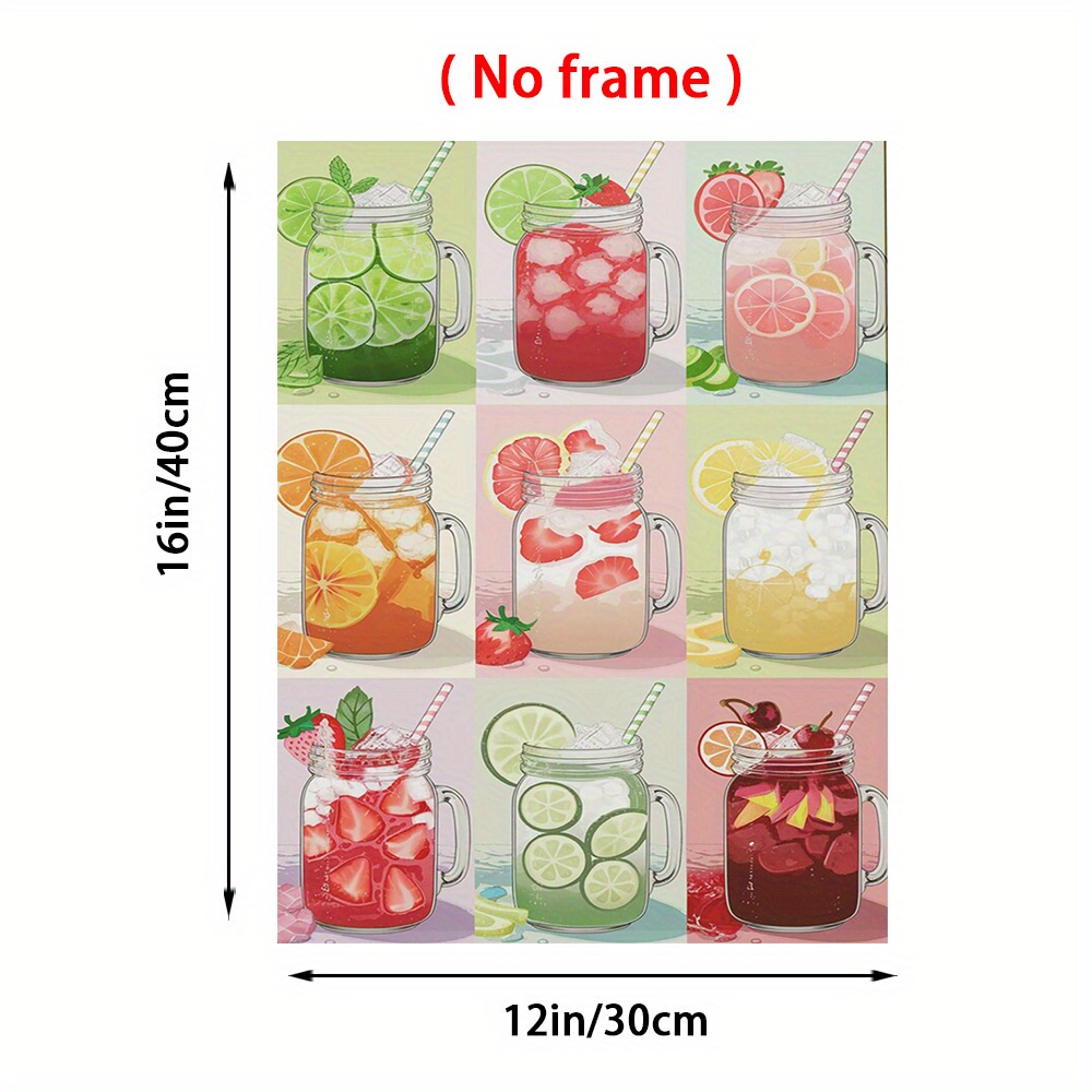 2d 플랫, 2d 플랫, [2d 플랫] 1개, 30.48x40.64cm, 프레임리스, 여름 음료 아트 프린트, 상쾌한 음료 일러스트, 음료 포스터, 여름 파티 벽걸이 액자, 과일 음료 미학, 주방 장식 프린트, 재미있는 창의적인 캔버스 벽 장식, 가정용으로 적합