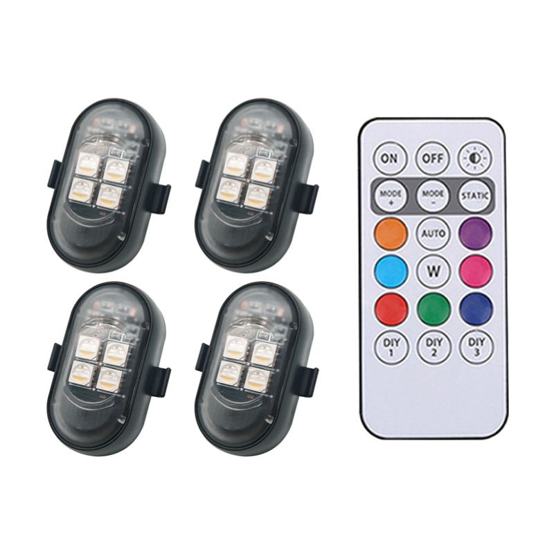 TEMU 4pcs Usb Rechargeable Led Accent Light, Remote Control Multicolor Decorative Lighting, Car Interior Accessories Use