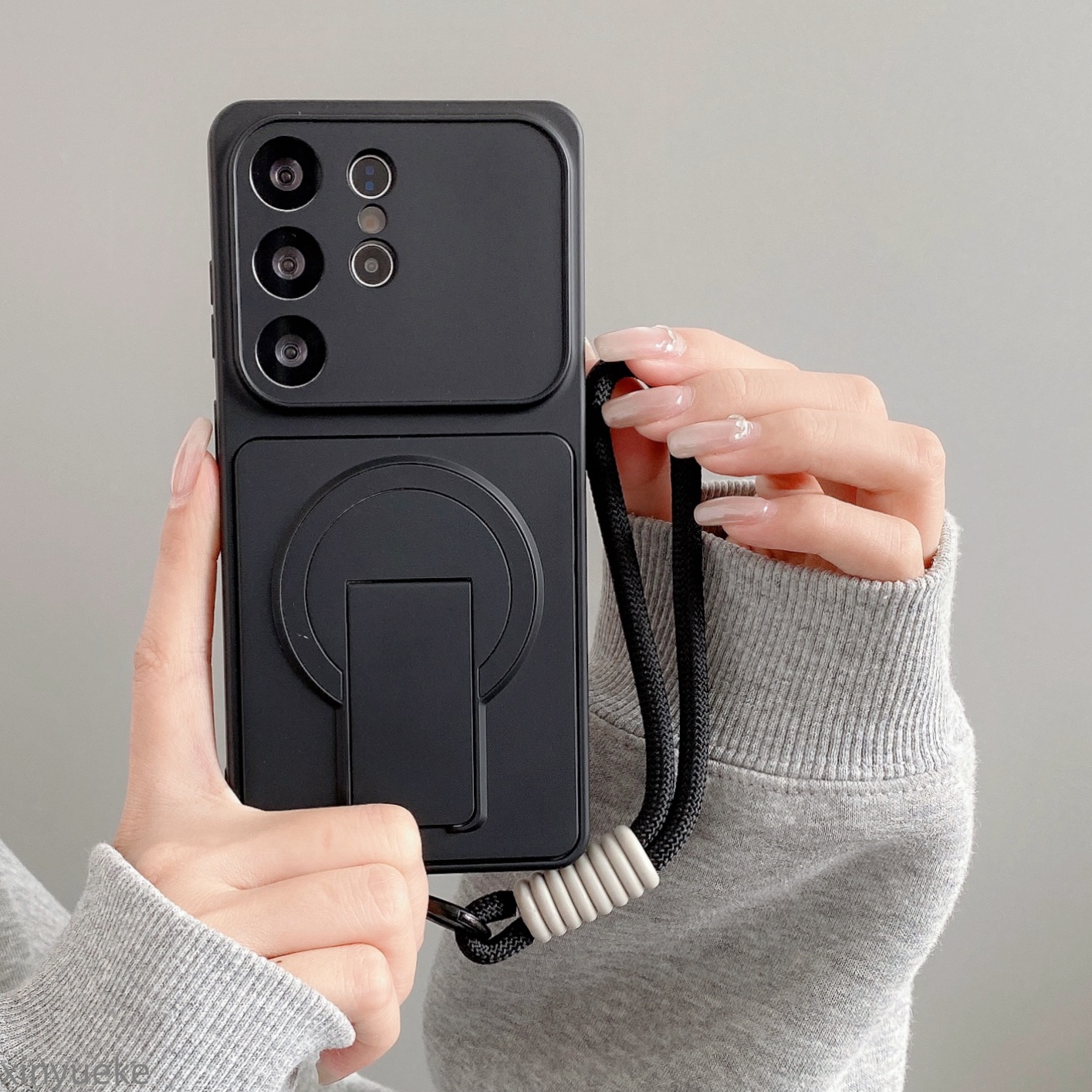 TEMU Phone Case - Scratch-resistant, Anti-fingerprint Phone Case With Matte End And -metallic Coating; Features A Hidden Magnetic Kickstand And