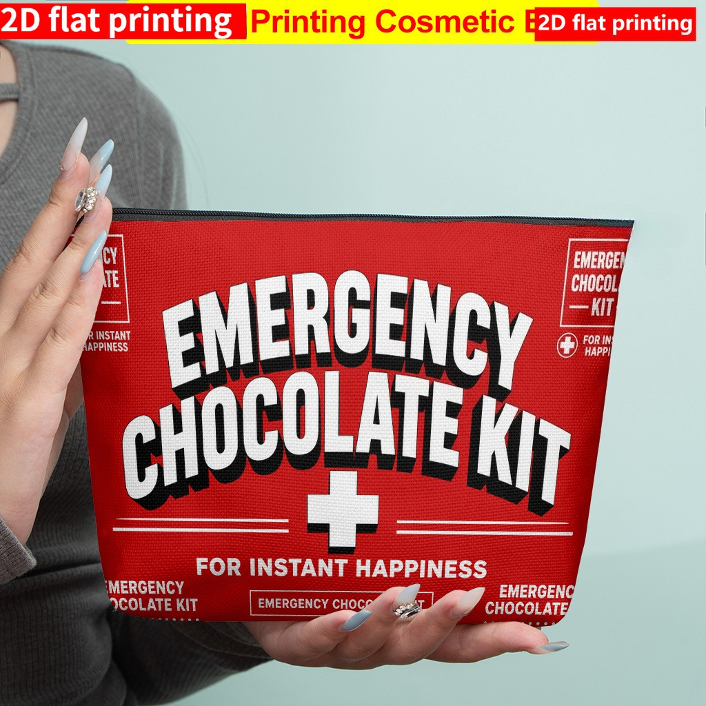 TEMU 2d Flat Printing, 1pc Makeup Bag, Emergency Themed Makeup Pouch, Portable Foldable, Zipper Closure, Double-sided Printed, Lightweight & Machine