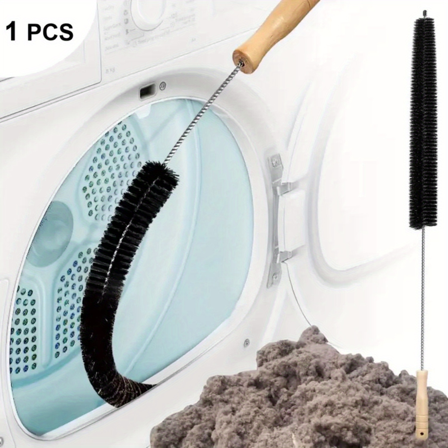 TEMU 1pc Dryer Vent Cleaner Kit - Manual Lint Brush, Flexible Slit Brush And Washing Machine Brush For Bathroom And Kitchen Use - Requires No Electricity Or Batteries
