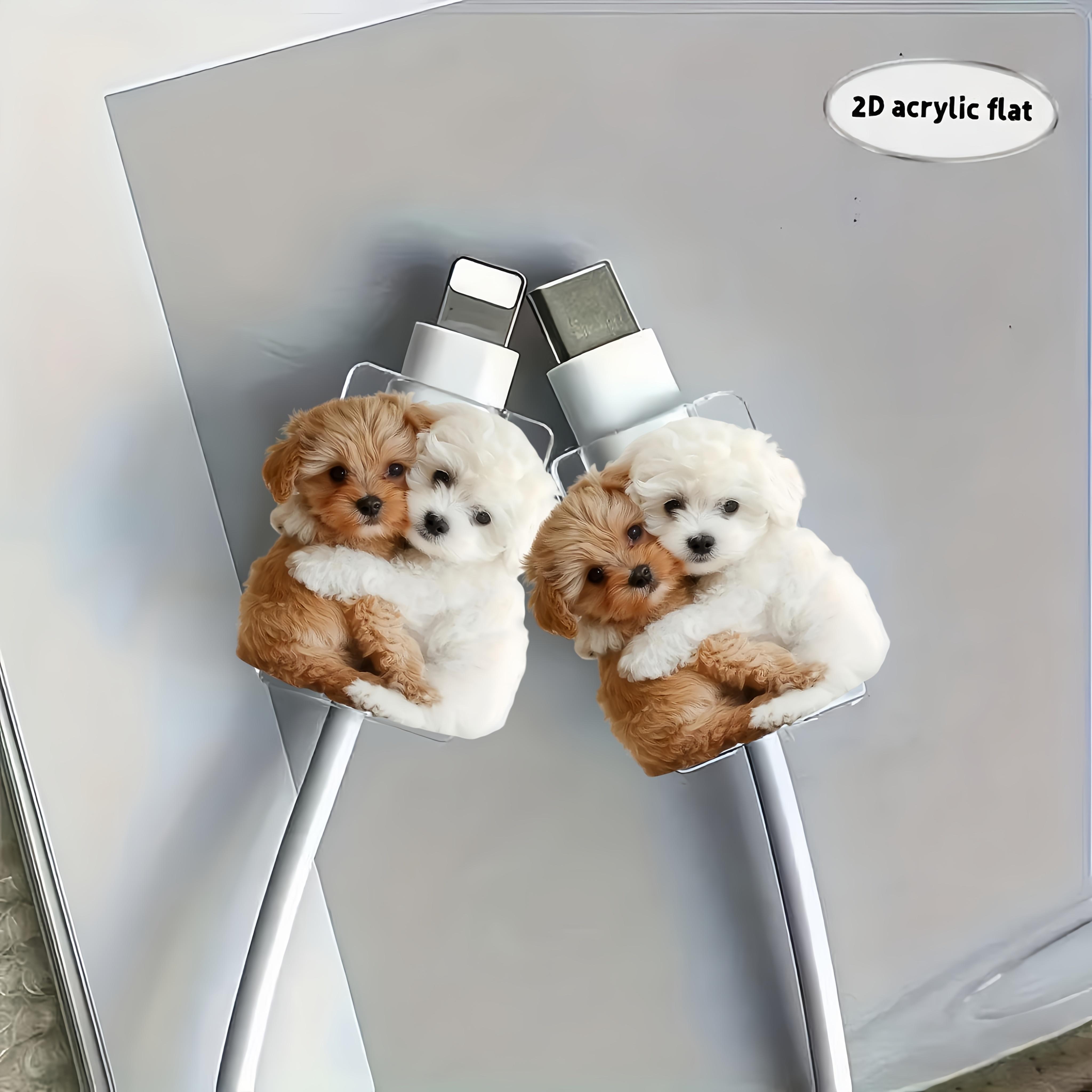 TEMU 2 pezzi Simpatici Proteggi Cavo a Forma di Due Teddy Bear, Anti-Danno, Protezione Cavo Telefono Type-C, Belli e Resistenti