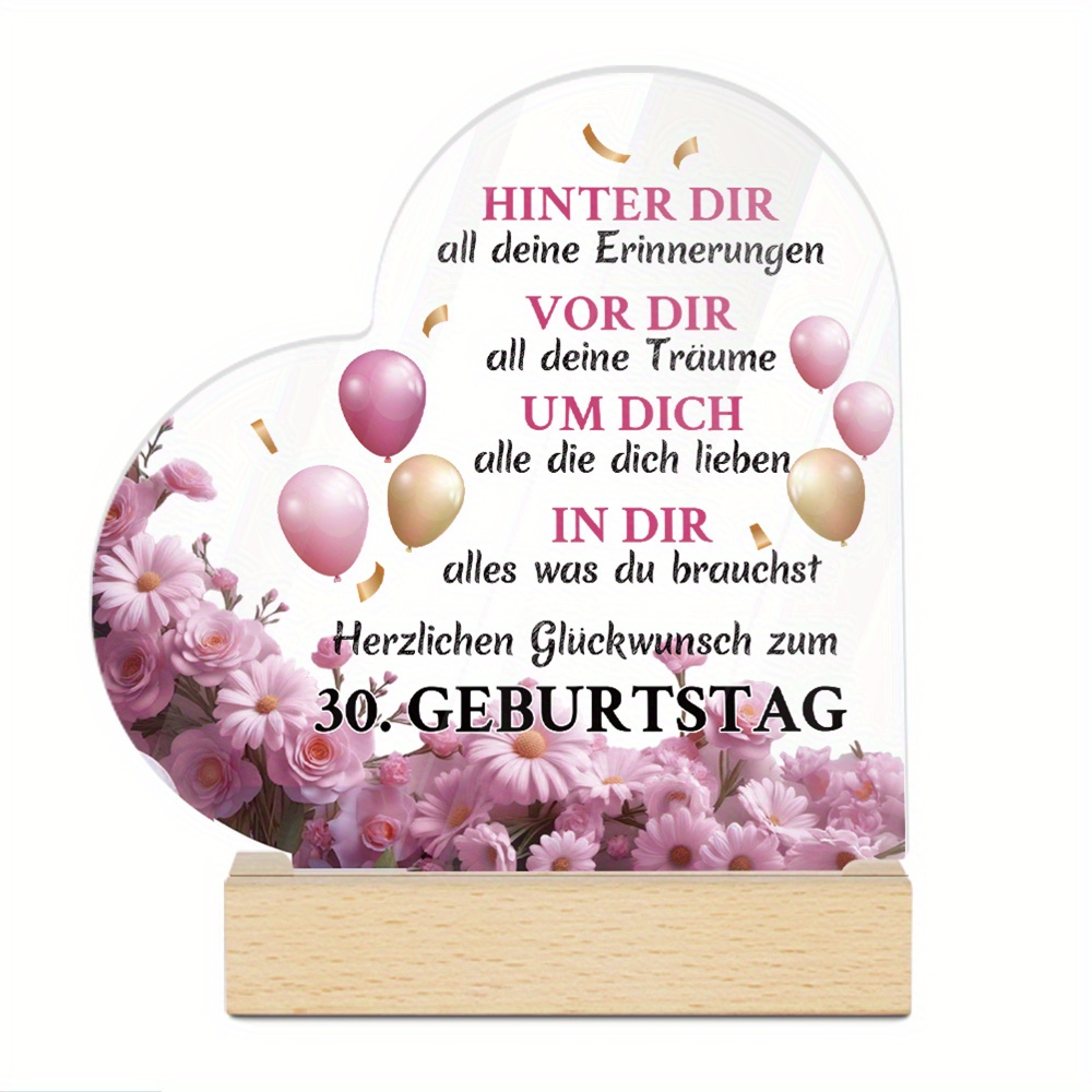 E-shop 2D Flach, geeignet für alle , 2D Flach 30. Geburtstag Plakette - Deutsche Inschrift mit englischer Übersetzung "Mit 30 wirst du eine Frau/" -