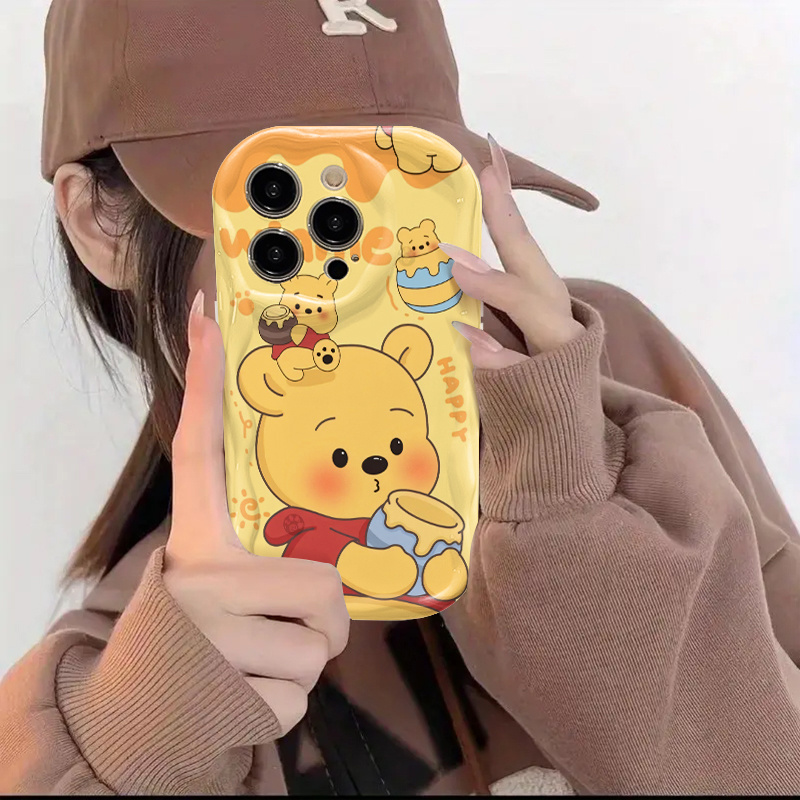 Apple Phone Cases Featuring Cartoon Series, Showcasing a Charming Winnie The Pooh Honey Pot Design Suitable for Iphone Models 16, 15, 14, 13, 12, 11, X, XS, Pro, Pro Max, And Plus. Made from TPU Material, This Cute Cartoon Design Makes for an