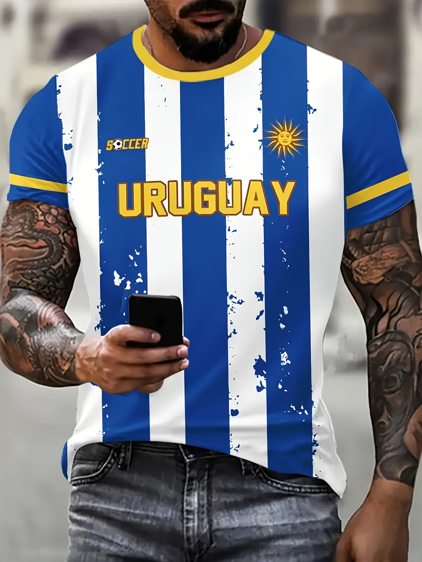 men's uruguay soccer jersey shirt lightweight breathable Temu Kuwait