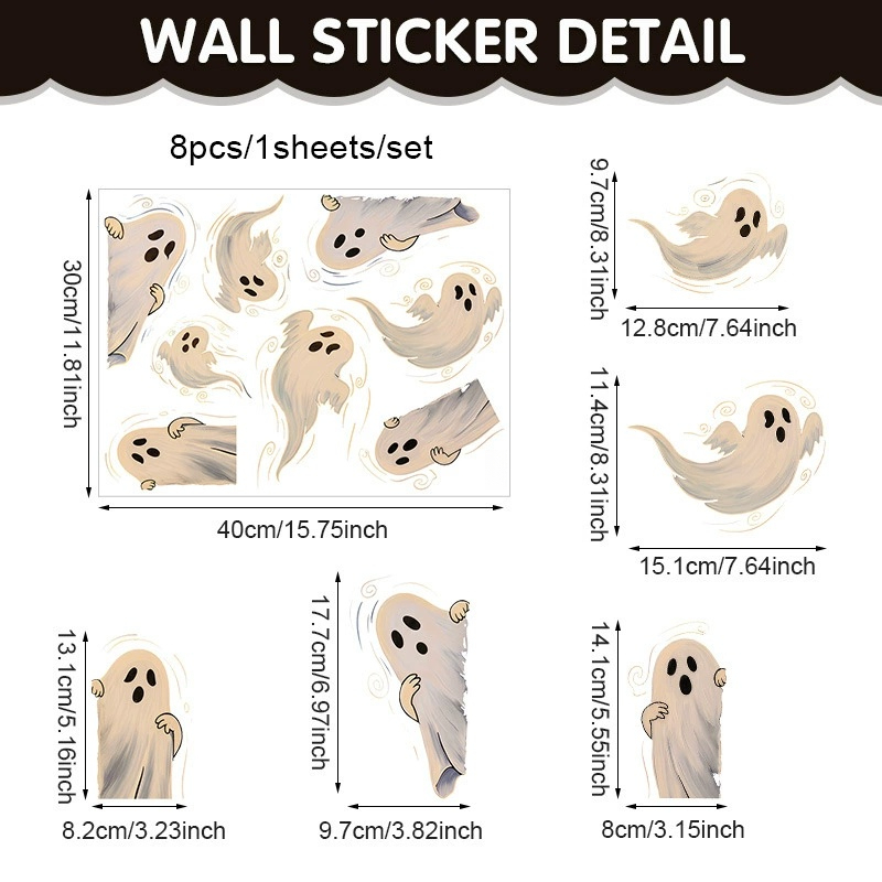 TEMU 1 adesivo per finestra a forma di di Halloween, adesivo statico , decorazione, soggiorno, camera da letto, adesivo , espositore per finestre,