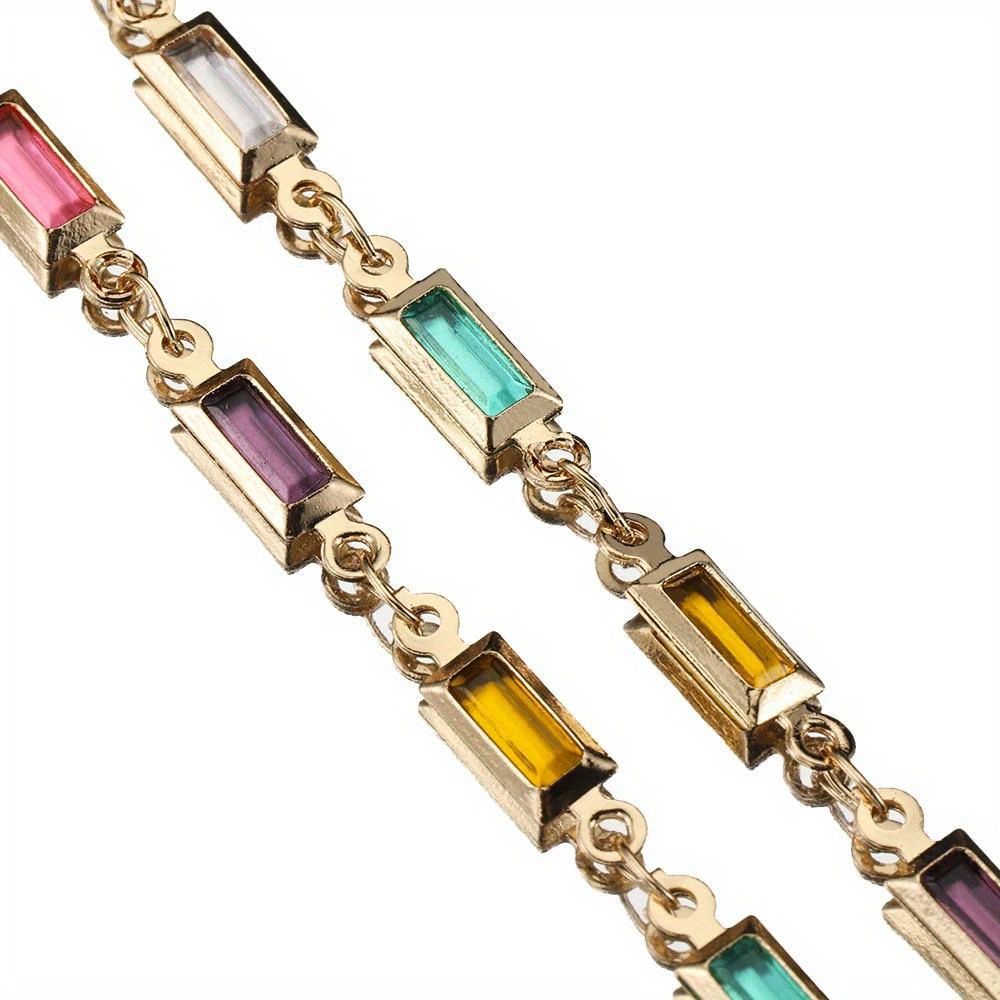 TEMU Catene quadrate da 1 metro con perline di vetro colorate e perline di rame, forniture per collane e bracciali fatte a per di gioielli fai da te