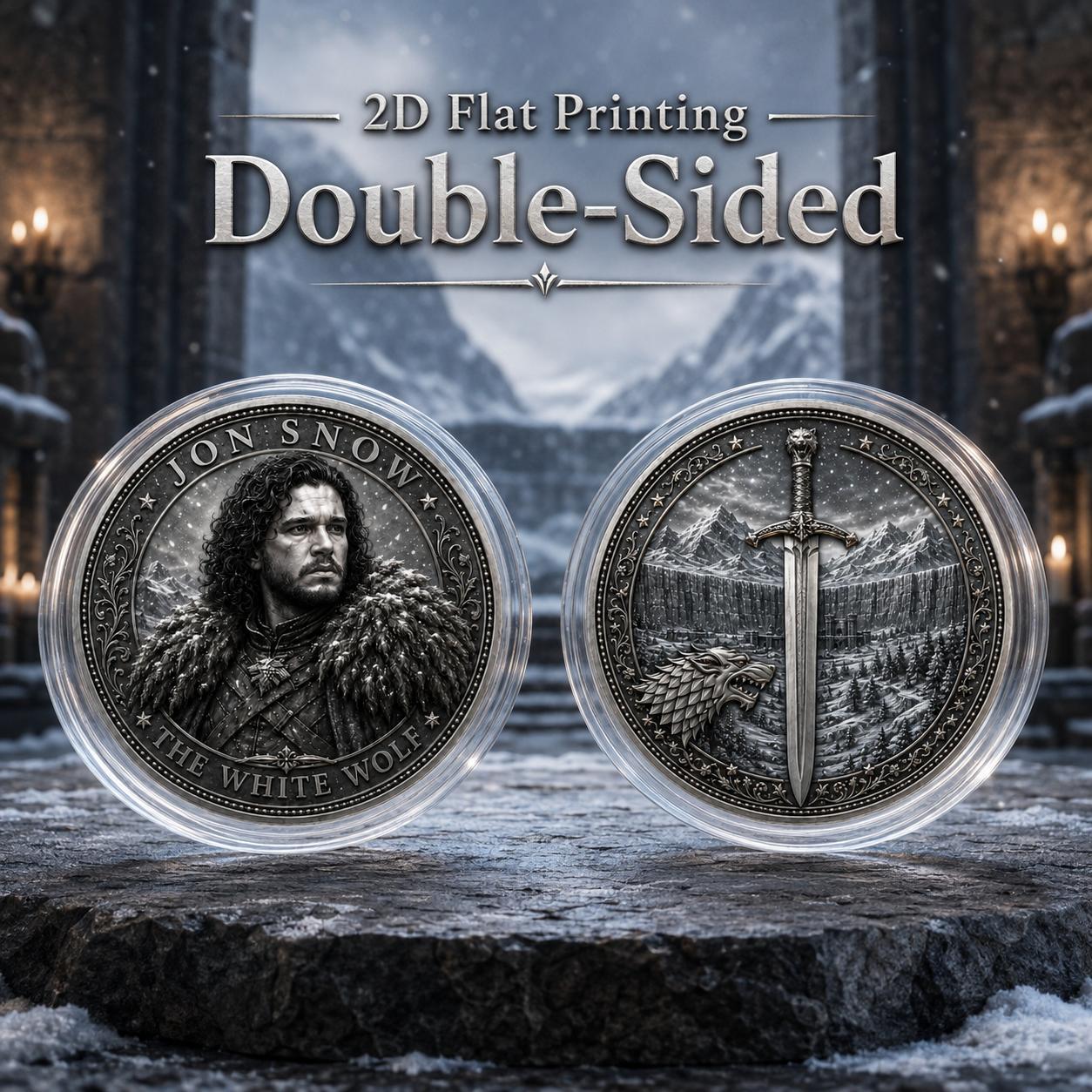 TEMU Réplica de moneda, 1 pieza, Moneda de Lobo , Temática de de Pared con Lobo , Espada y , Recuerdo Coleccionable de Fantasía Medieval para Fans,