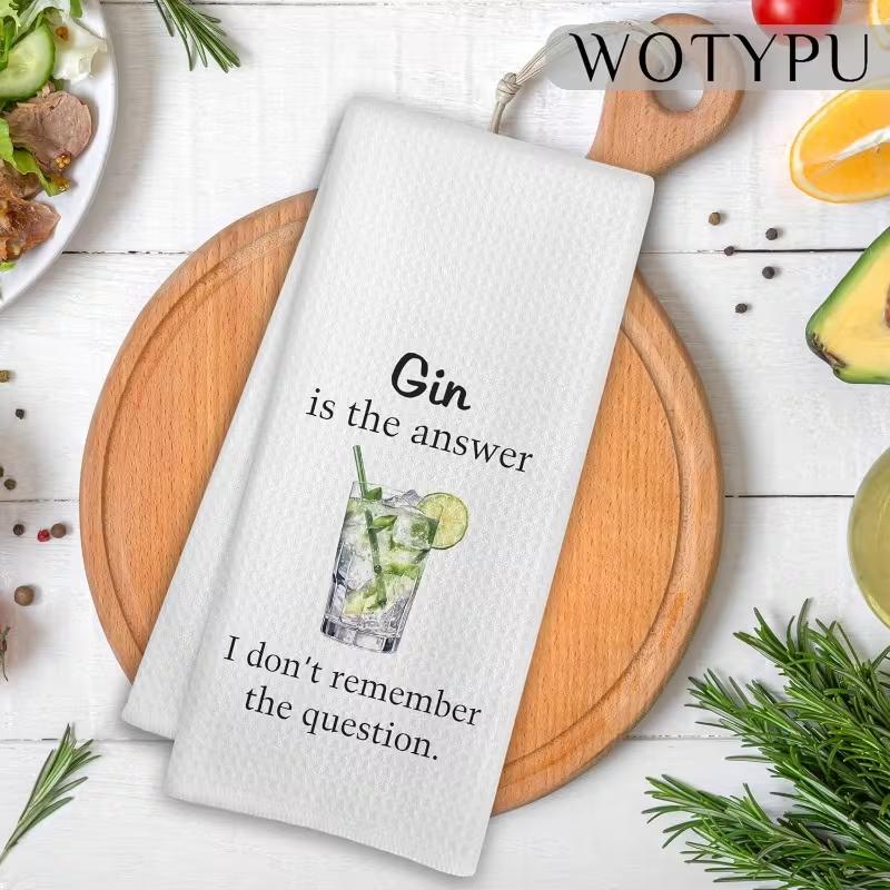 TEMU Cleaning Cloth 1pc Kitchen Towel, Fun Gin Kitchen Bar Towel, Printed With The Quote "gin Is , " - Soft Absorbent Dish Cloth, Suitable For
