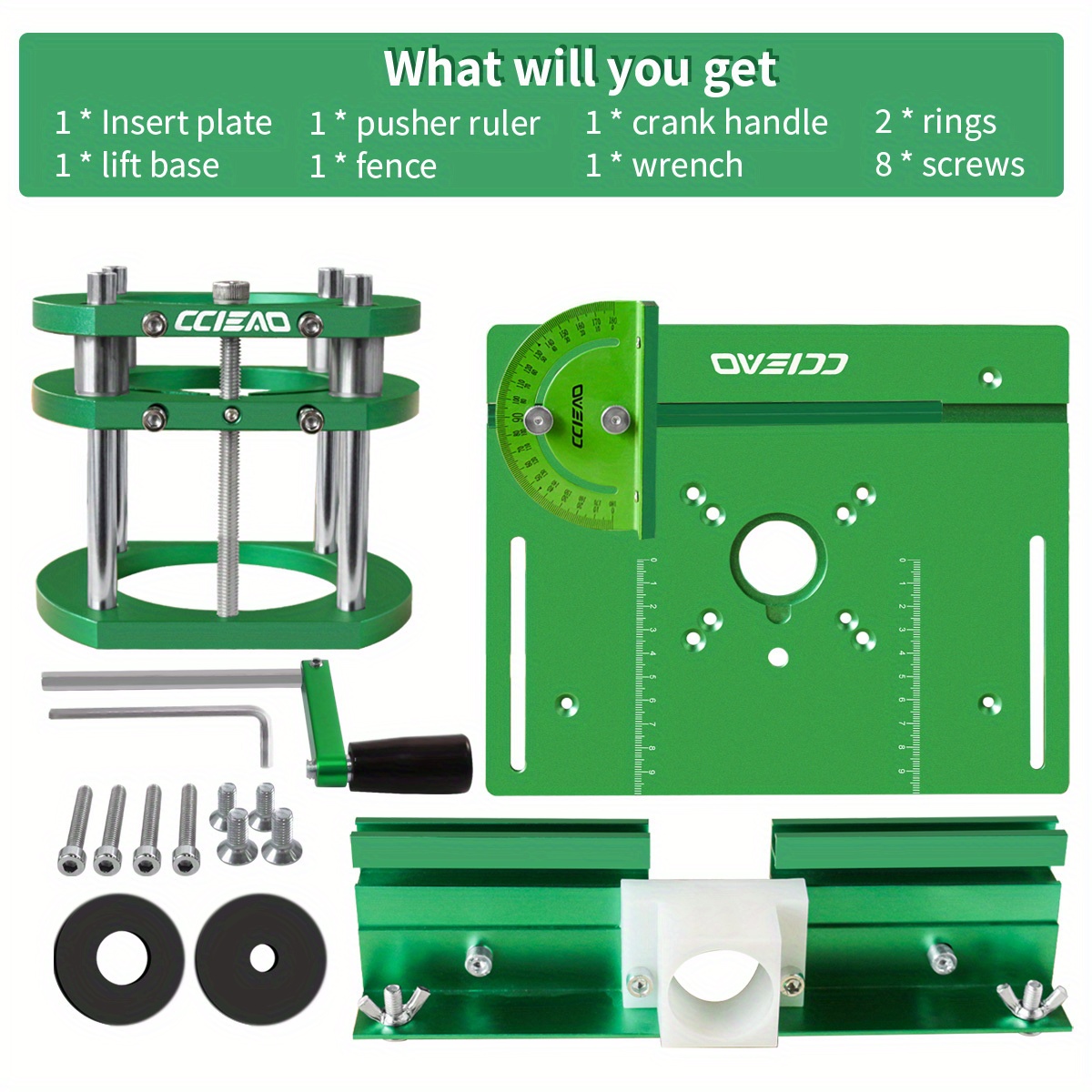 Image of Woodworking Flip Plate And Router Lift Kit For 65mm Diameter Motors - Aluminum Alloy Router Table Plate With Miter Gauge And Fence - Workbench Trimmer Carpenter Auxiliary Tools