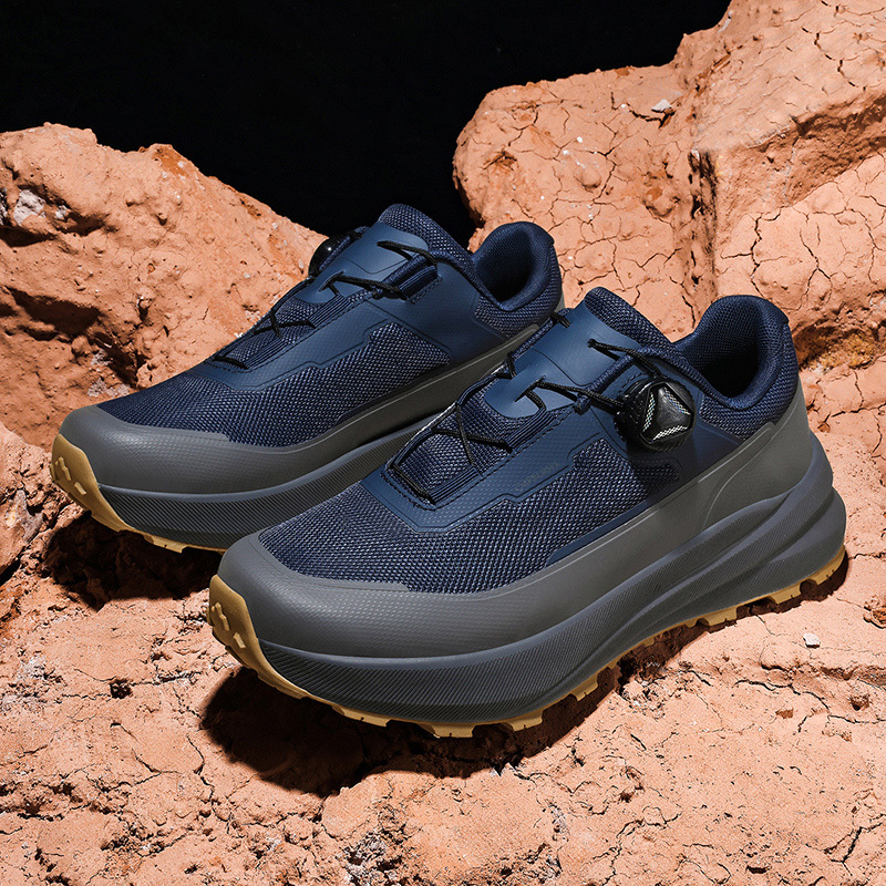 Twist Buckle Thick Sole Hiking Shoes, Men'S Outdoor Trekking Shoes, Anti-Slip Wear-Resistant Sneakers