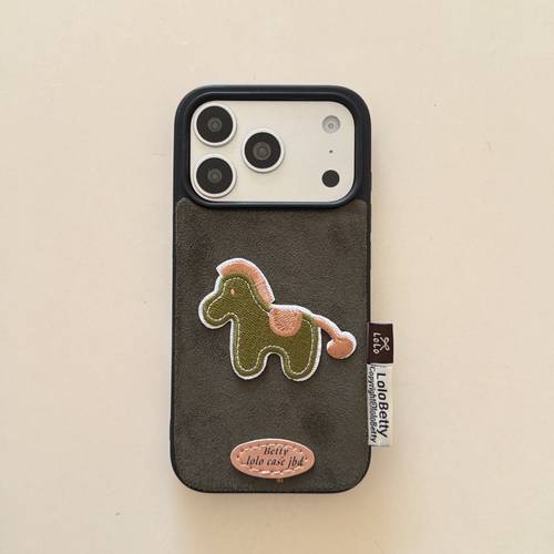 phone case velvet four color embroidered pony phone case suitable for 17 fashionable and creative new model for the 17 series protective case for 15 pro