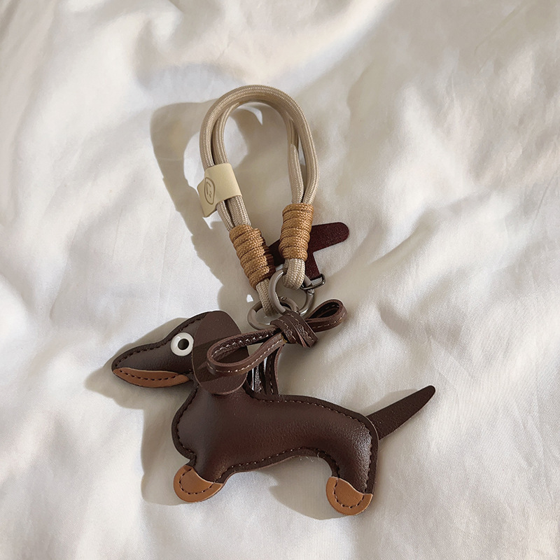 Image of 1pc Dachshund Keychain - Pu Leather Cute Dog Key Ring With Detachable Strap, Multi-use Phone Case Holder & Car Key Holder - Mother's Day, Father's Day, Birthday Gift For Pet Lovers, Suitable For Women