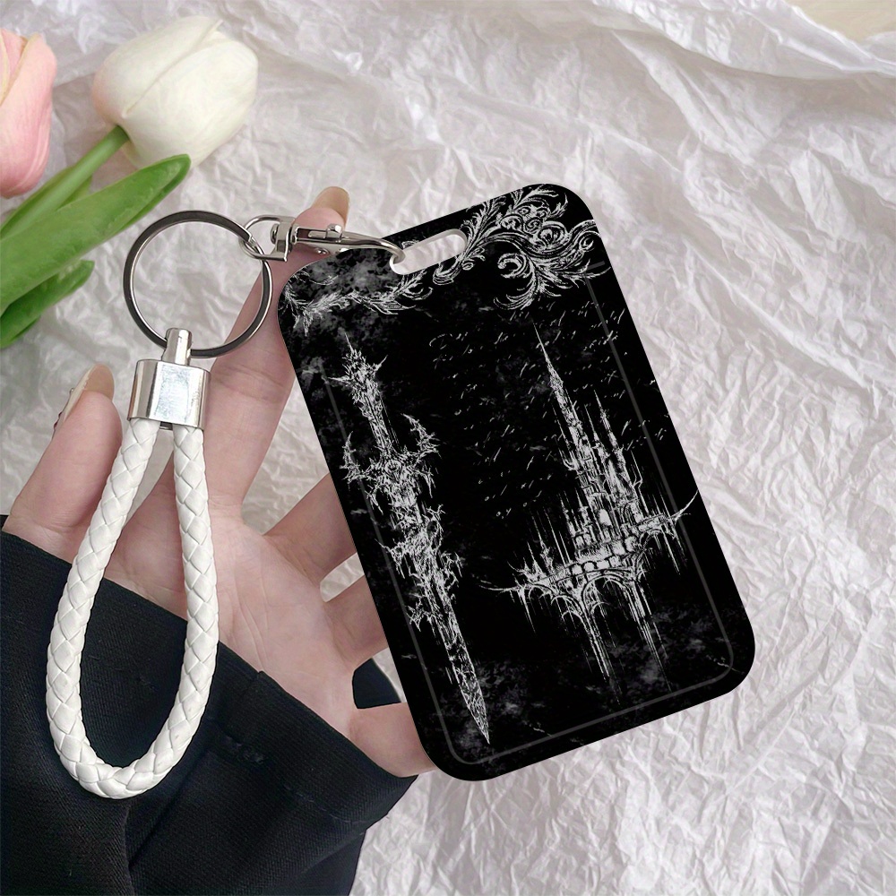 TEMU 2d Darkspire White Plastic Stitch Id Badge Holder With Keychain Plastic Card Holder For Bus Badge Meal Card For Nurses Access Card Protective
