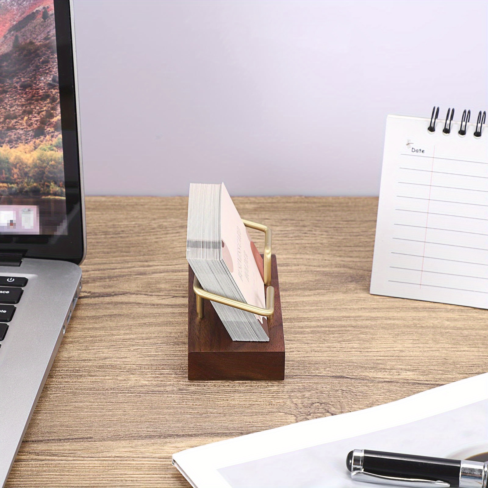 Personalized Wooden Business Card Holder - Custom Engraved Name & Company - Elegant Desktop Organizer with Golden Accents - Professional Gift for Executives, Weddings, Anniversaries, Christmas, Valentine'S Day - Durable Iron Material, Business Card Holder for Desk, Executive Gift Item, Sophisticated Design, Quality Craftsmanship, gift purchasing for boyfriend for christmas in and morocco., Desktop Organizer, Elegant Storage, Business Stationery, Professional Accessory, Customized