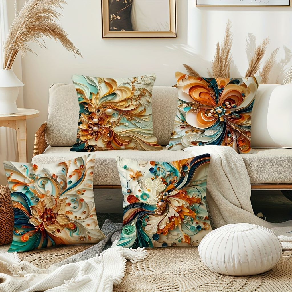 4pcsset short plush whimsical pattern pillowcase double sided printed   cushion cover classic art home decor pillowcase suitable for cottage living room bedroom sofa porch patio outdoor pillow insert no14x14 16x16 18x18 20x20inch Product details 3