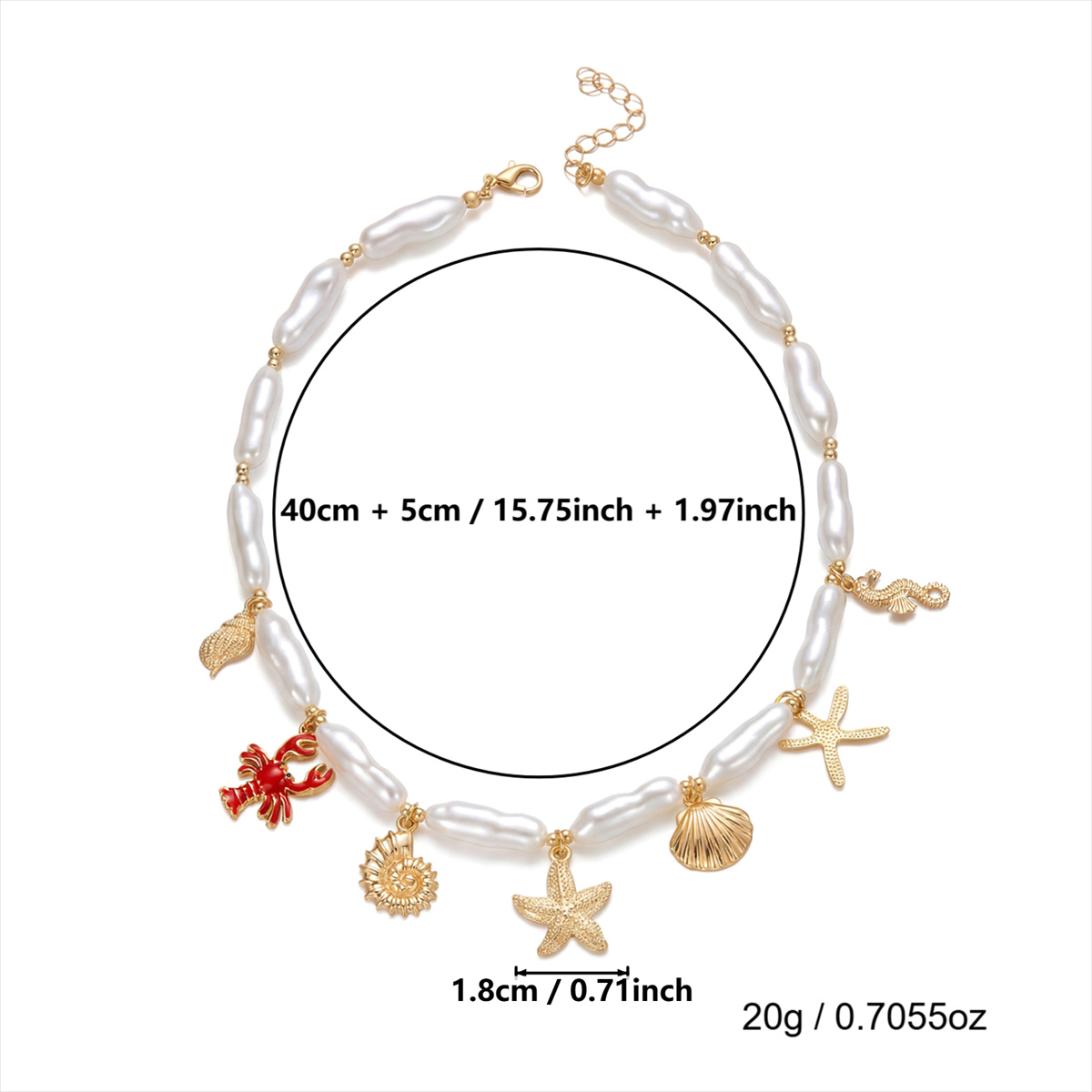TEMU Collana barocca a tema con ciondolo a forma di stella marina, conchiglia artificiale, e , catena alla clavicola dal design di nicchia in stile