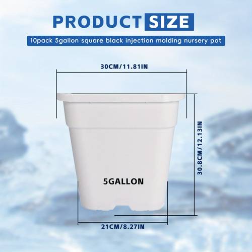 white large capacity planters 5 gallon breathable drainage holes for garden plants