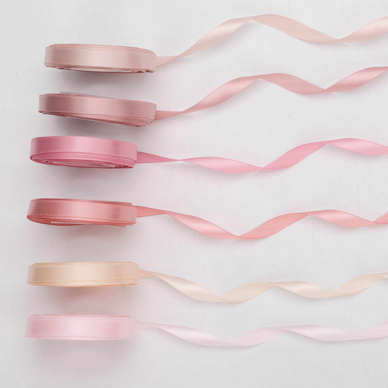 Image of 6pcsribbons For Flower, Satin Ribbon Dusty Rose Wedding Ribbon Pink Ribbon For Crafts Wedding Invitation Parties (6 Colors)