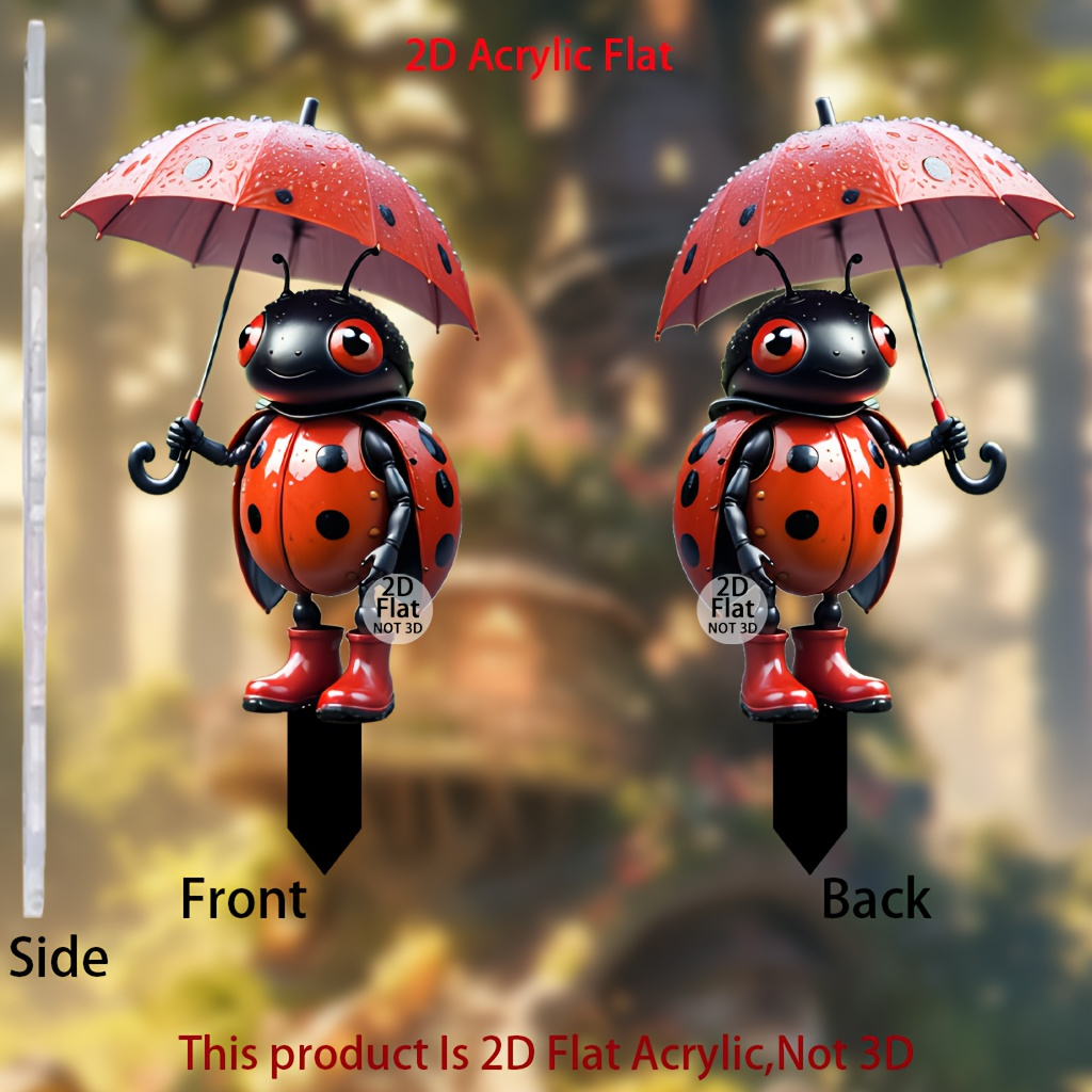 2D Plano, 4 Piezas Lindo Jardín Decoración Conjunto, No Se Necesita Energía, Adecuado para Plantas en Macetas y Señales de Festivales al Aire Libre, 2D Plano