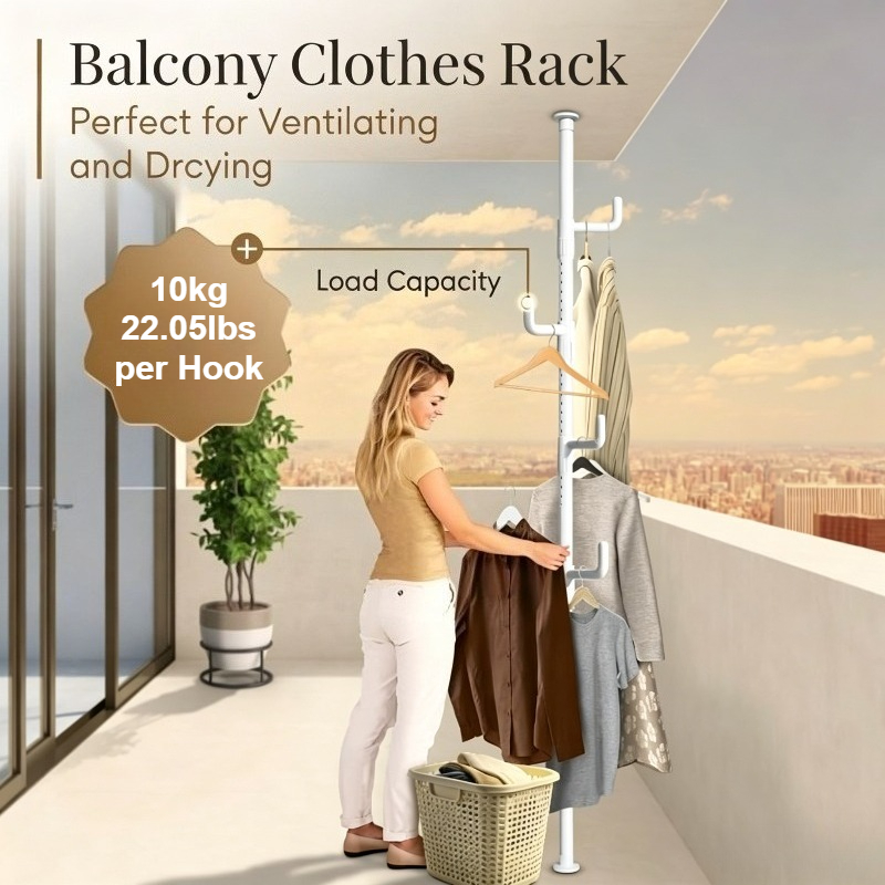 Extendable Multi-Purpose Metal Coat Rack with Hooks