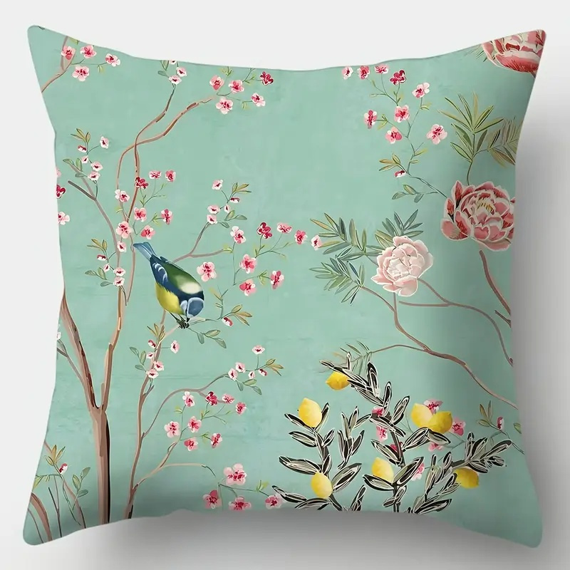 4pcs 2d flat   sided print non embroidered floral and bird short plush pillow covers machine washable suitable for everyday valentines day mothers day   halloween thanksgiving christmas holiday decorations 2d flat Product details 5