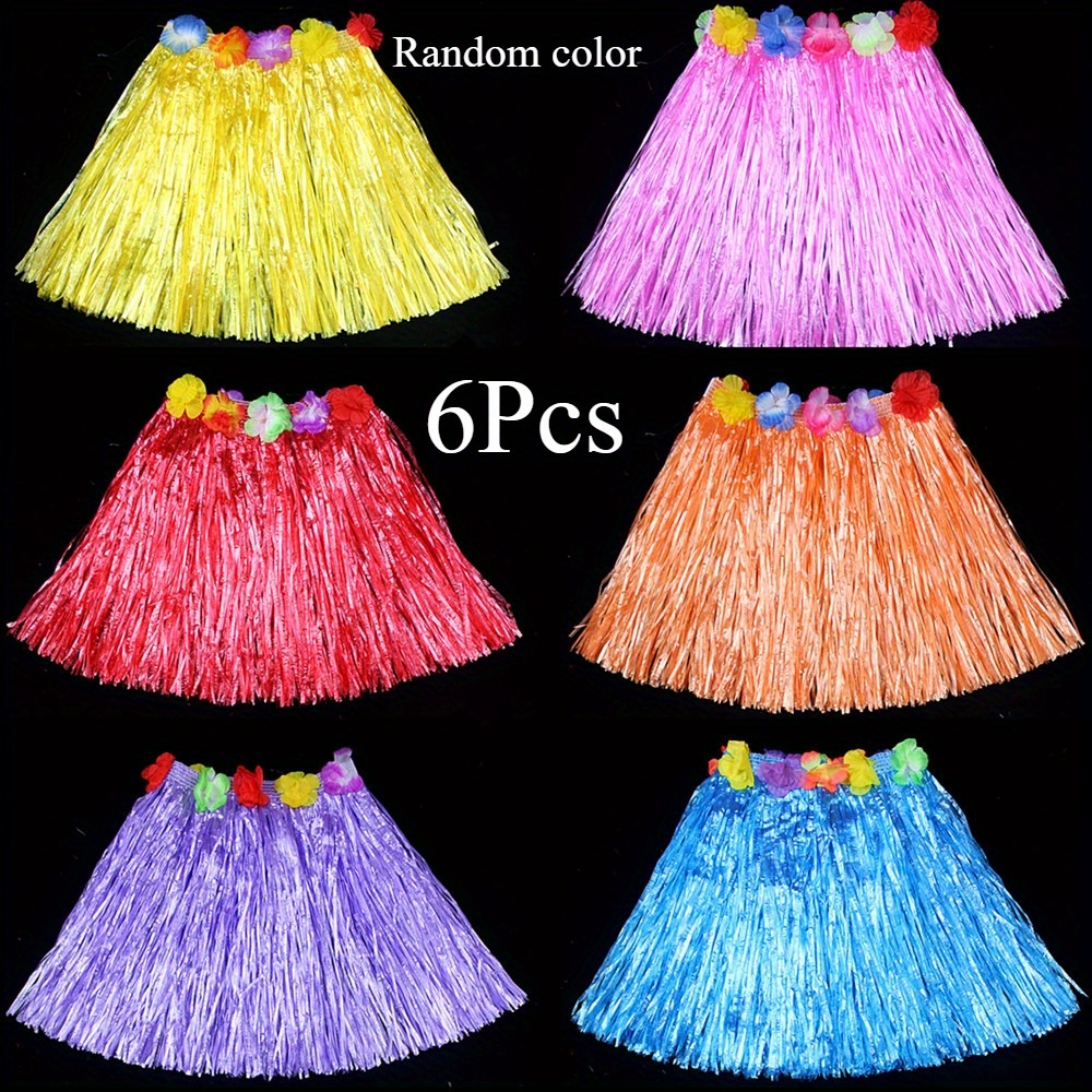 6pcs Tropical Hawaiian Dress Party Decorations - Yellow, Pink, Red, Orange, Purple And Blue - Perfect For Birthdays, Graduations And , Beach Parties, Bachelorette Party Decorations, Random Color