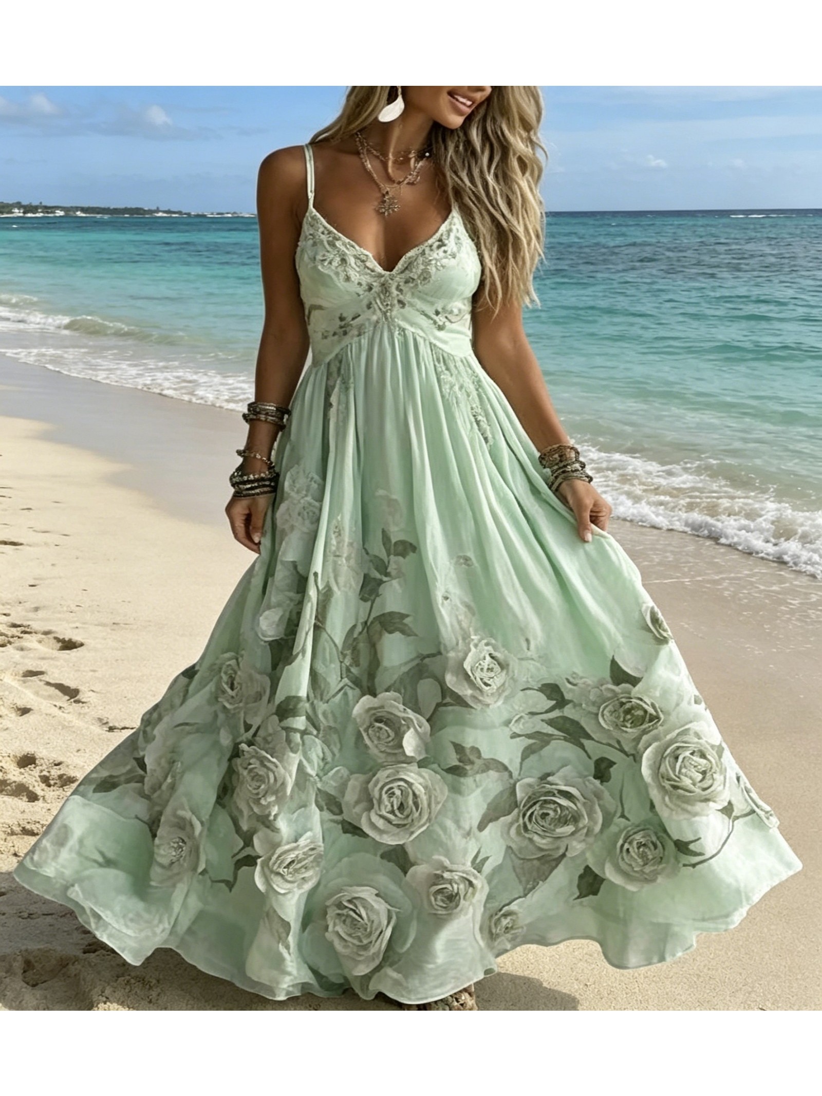 slim fit dress slacks Organic Cotton Boho Maxi Dress for Women - Sage Green Style