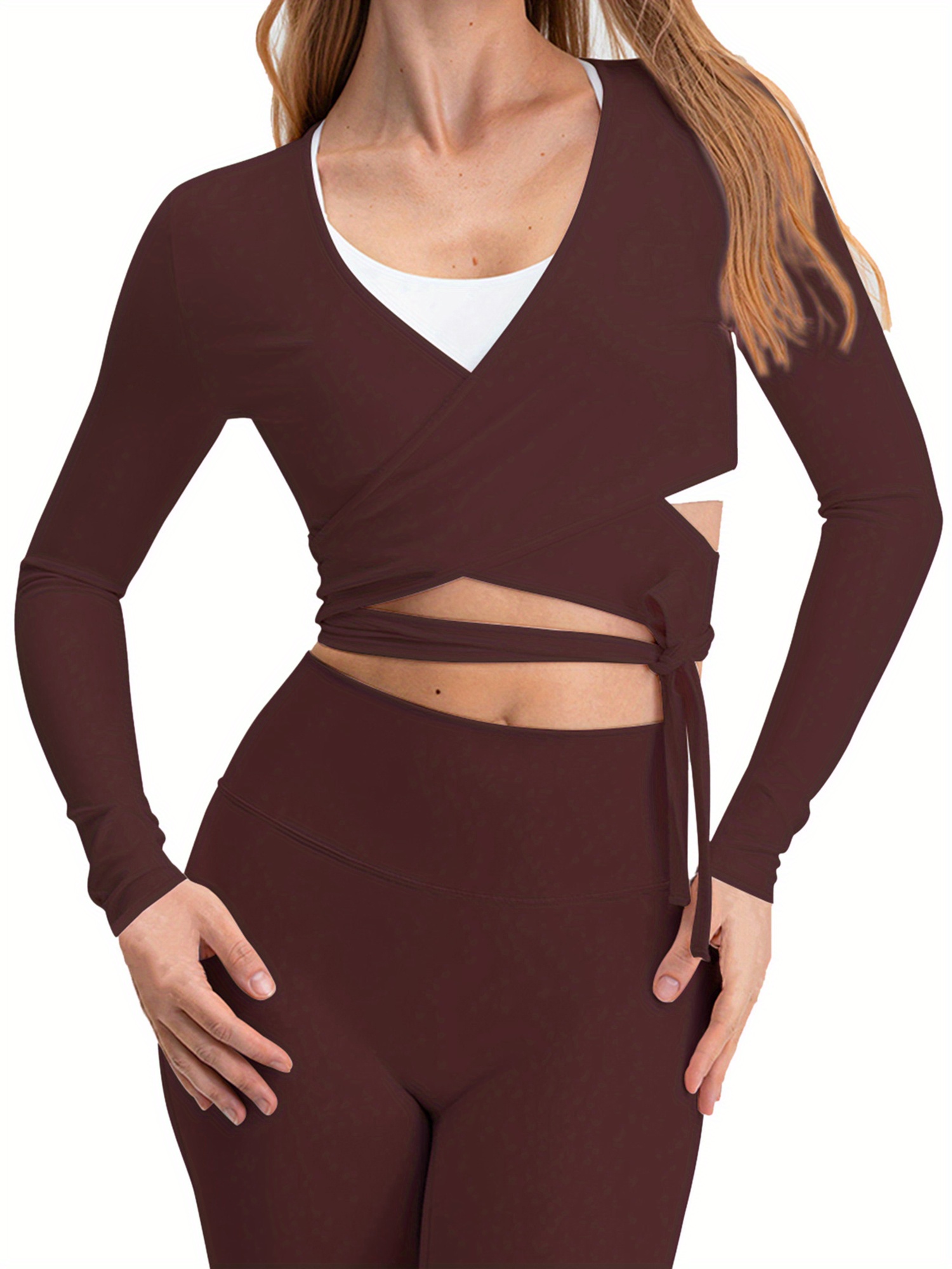 ballet pilates wrap tops women workout t shirts - Temu