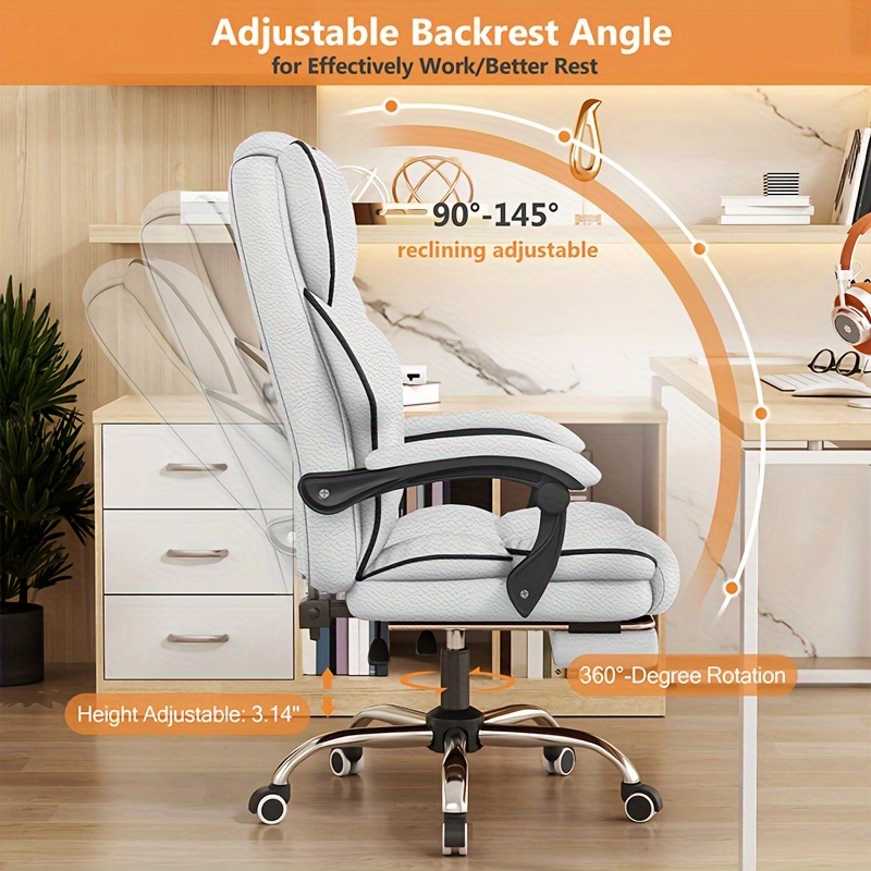Silla de jefe de cuero marrón con función de reclinar, silla de estudio, silla giratoria de computadora para el hogar con atmósfera navideña, silla de computadora con reposabrazos extendible, diseño ergonómico de respaldo, silla de escritorio ejecutiva. Silla cómoda para el hogar y el trabajo. Solo para exteriores. - Imagen 6