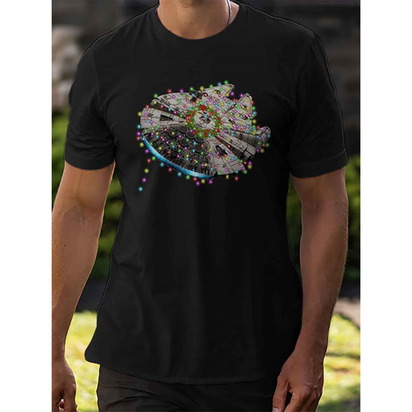 

Christmas Lights Graphic Tee - 100% , T- Slight , , Summer-ready, Regular Fit