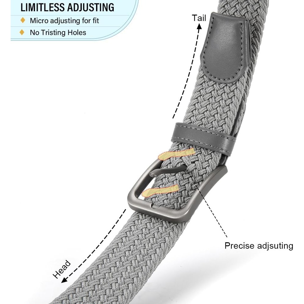 Men's Casual Stretch Golf Belt, Adjustable Woven Fabric Design