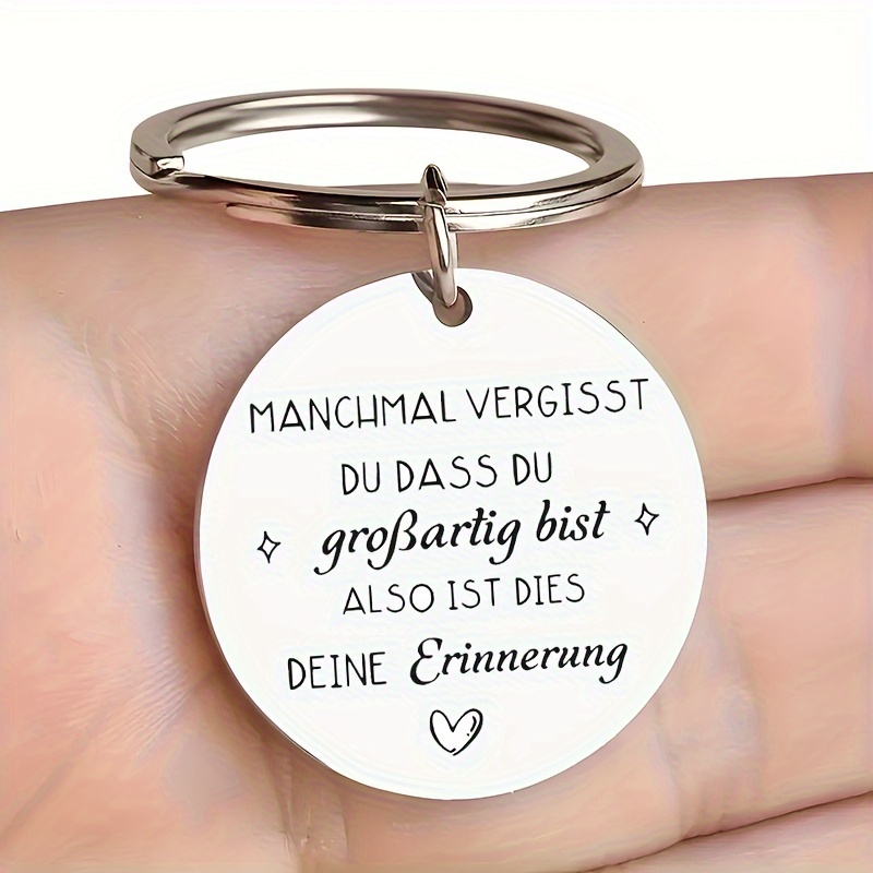 Elegant German Quote & Heart Keychain - Durable Metal Motivational Gift Suitable For , Circular Key For Keys Or Bags, Easter Ramadan Carnival Farewell Gifts