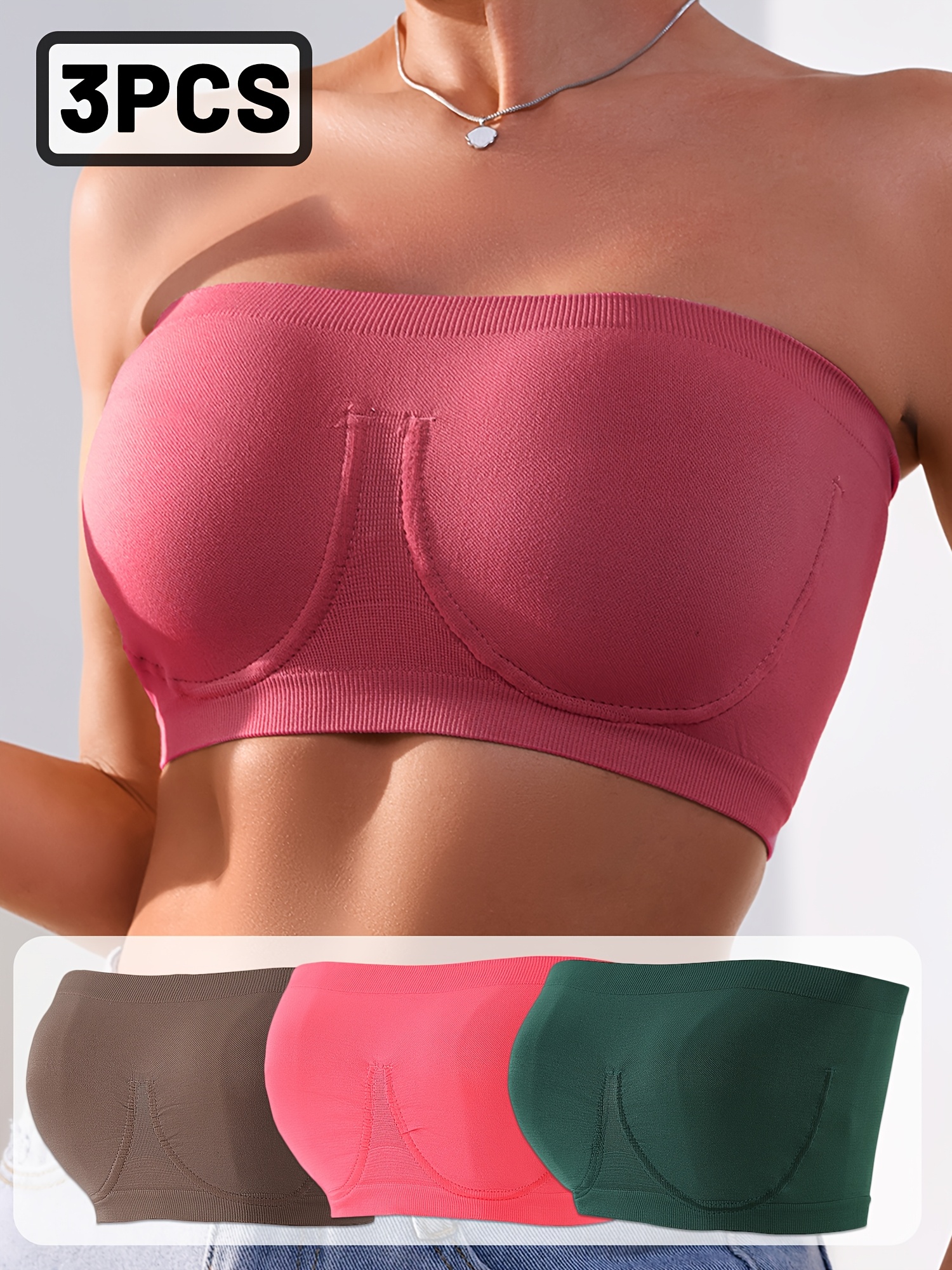 3pcs set of elegant womens plus size bandeau bra thin seamless high elastic non constricting gathering anti   women   daily wear