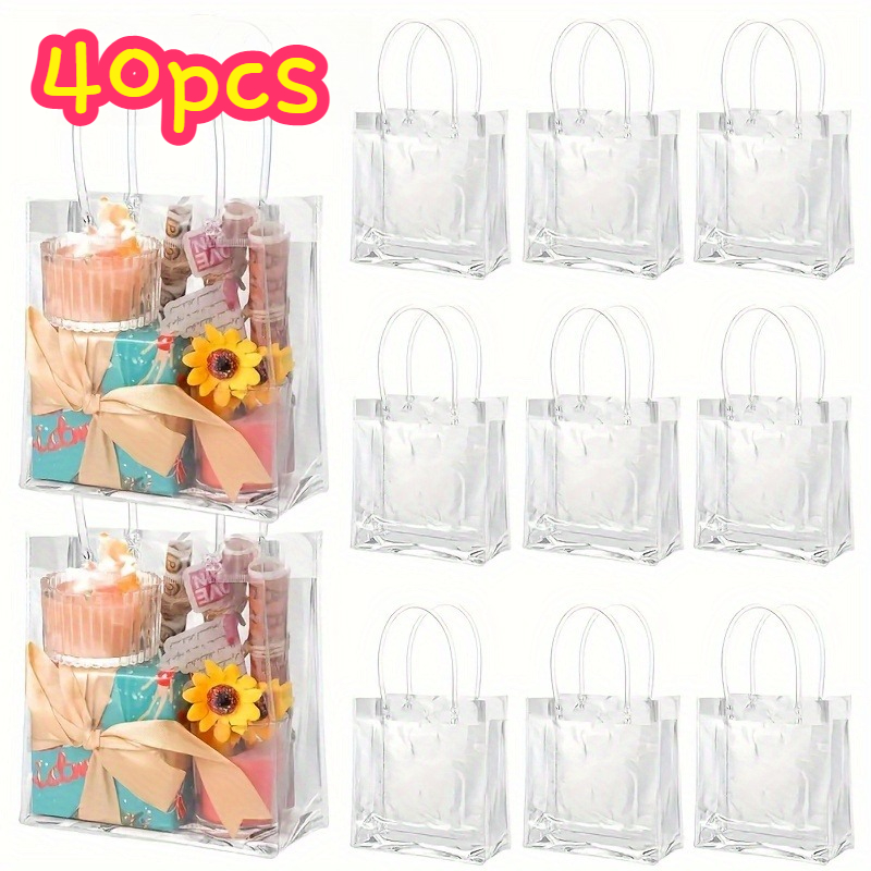 TEMU Gift For Her/him 40pcs Transparent Gift Bags, 6.3 X 5.9 X 2.8 Inches Bag Batch Small Reusable Plastic Bag Gift Packaging Tote Bag Suitable For
