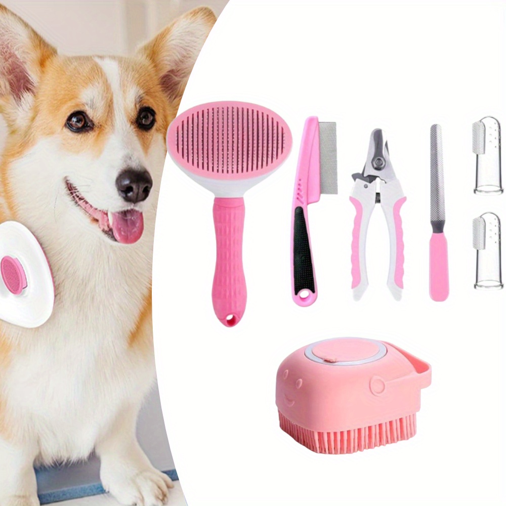 

7 Pcs Grooming Tool Set And , Bath And Grooming , Pet Cleaning Tool Set, -cleaning , Pet Nail Clippers And Files, Comb, Shampoo And Bath , Toothbrush, To , Suitable For