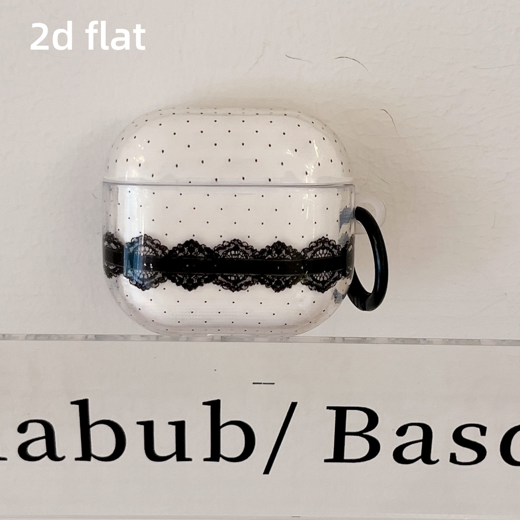 TEMU 2d Flat Sheer Lace Polka Dot With Black Ring Suitable For New For Pro Cute For For Airpods 4 Individual For Airpods 5 Easy For Airpods 3 /2
