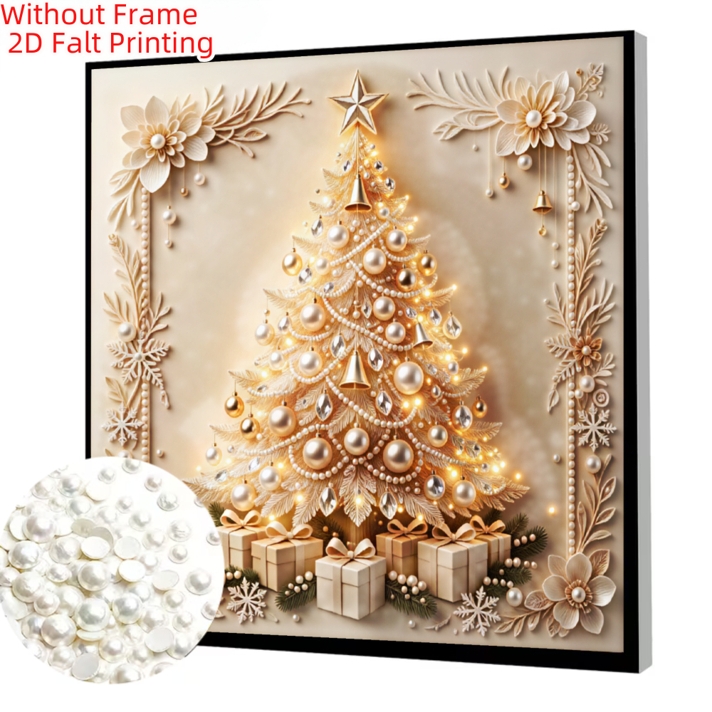 TEMU 2d Flat Pearl Art Painting Kit Christmas Includes Round Pearls, Sparkling Gems, Clear Symbols, Complete Tool Set And Extra Pearls, Halloween And