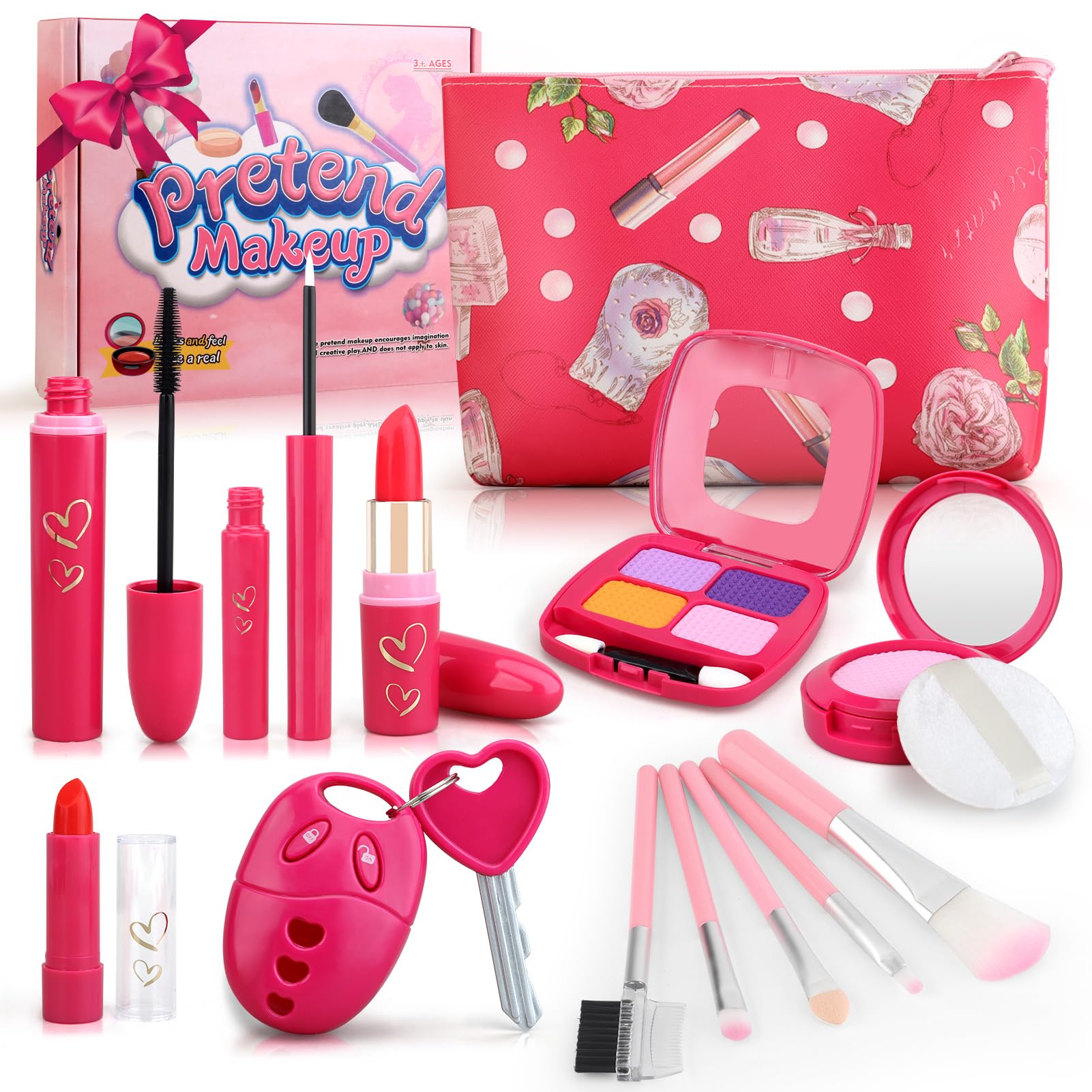 TEMU Ensemble de jouets de Cosmétique réaliste pour , kit de rangement de cosmétiques artificiels pour de 3 ans et plus, accessoires de jeu de rôle,