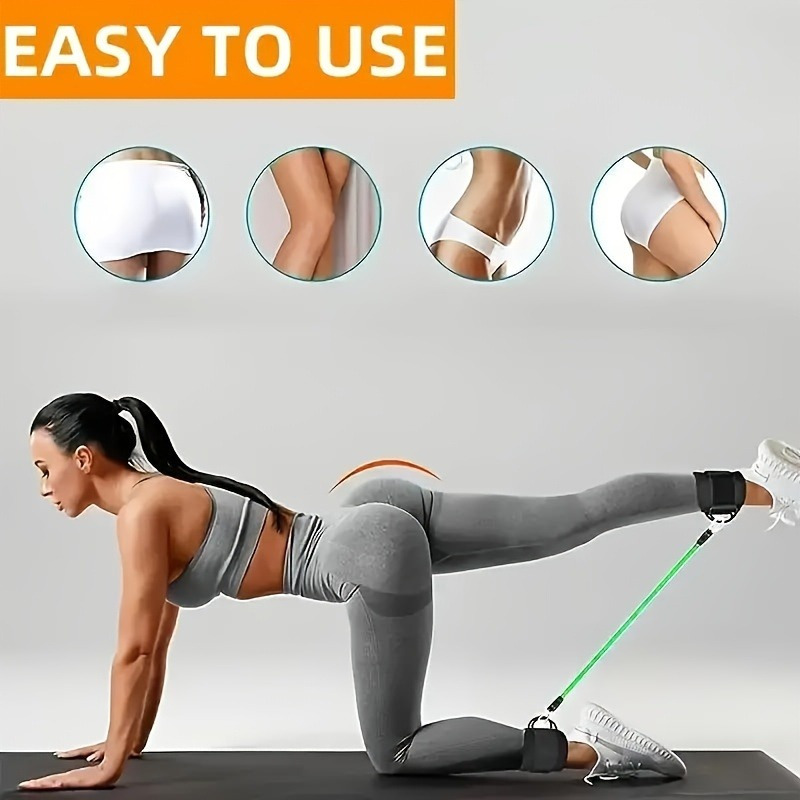 2/5pcs Fitness Rope Set, Leg Kicking Resistance Band Hip and Thigh Strength Training Ankle Strap Ties for Bodybuilding Pull-Up Rope