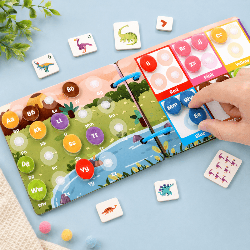 Interactive Quiet Book with Stickers for Educational Play