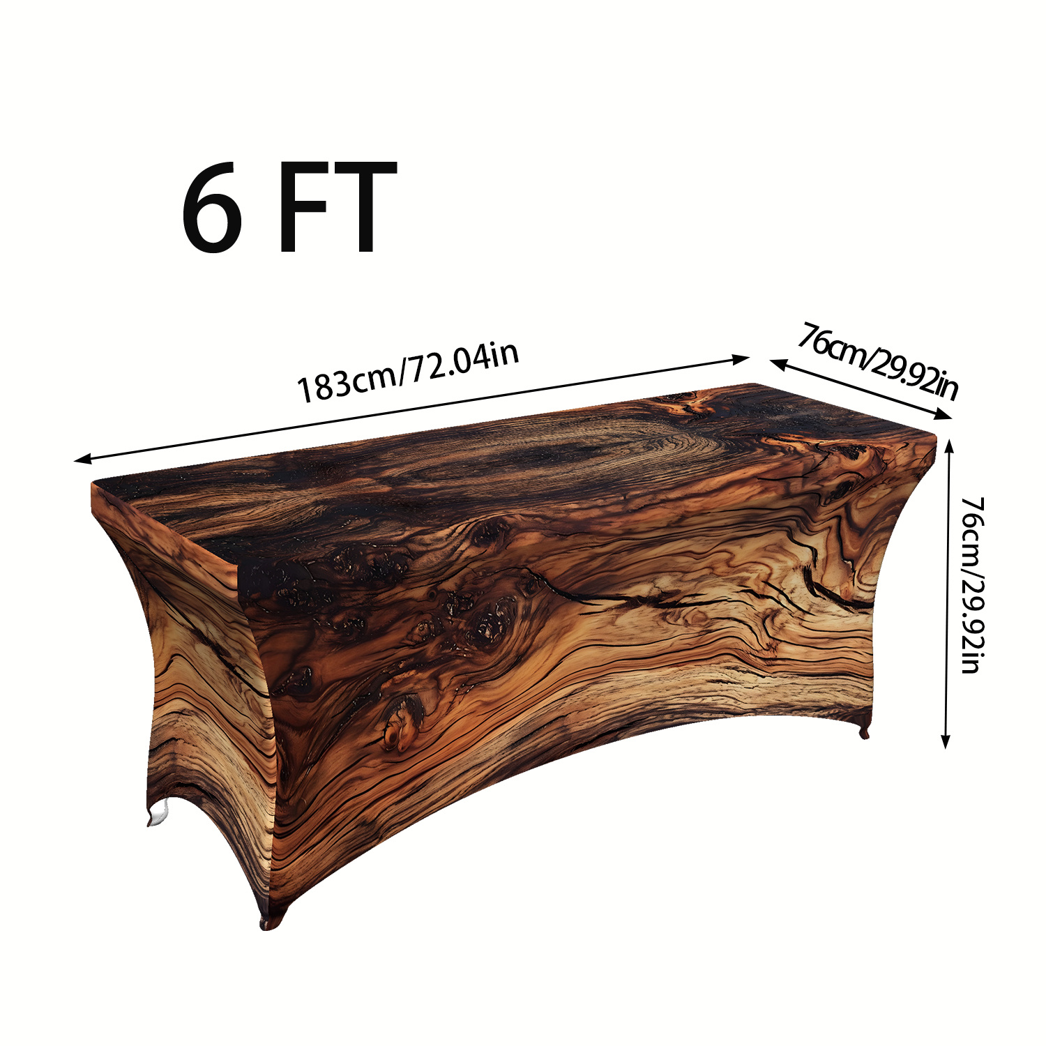 TEMU 2d 1pc Wood Grain Full Coverage Elastic Tablecloth, Rectangular High Elasticity Tablecloth, Machine Washable And Reusable, Suitable For Indoor