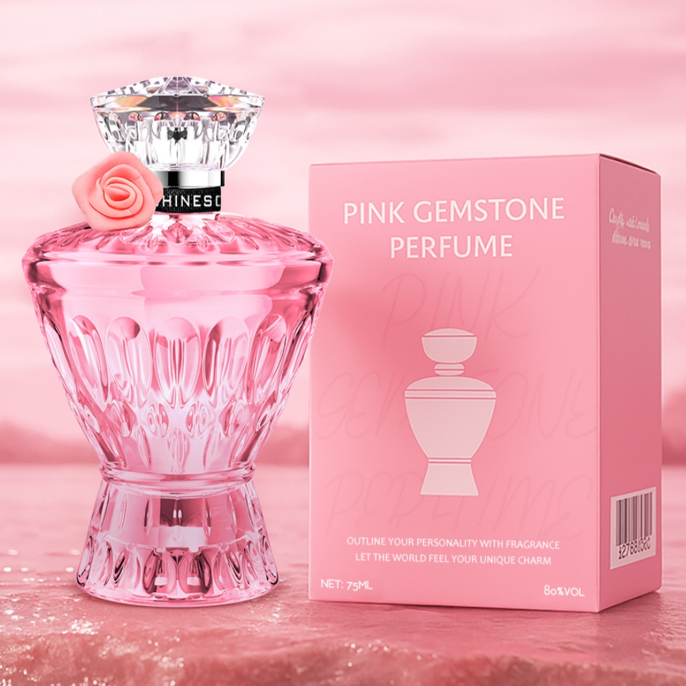 TEMU Shinesonn Pink Gemstone Perfume(2.54fl.oz), Top: Orange& ; Middle: Black Coffee, Jasmine& Vanilla; Base: Patchouli& Musk. Long- Lasting Fruity-