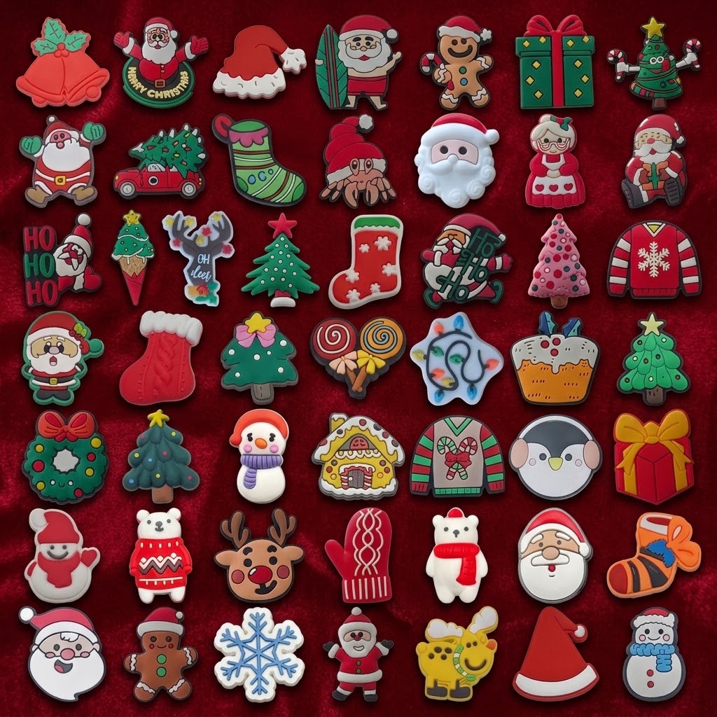 TEMU 50pcs Christmas-themed Shoe Charm Set - Classic Christmas Character Decorations For Shoes And Boots - Festive Decor Additions - Holiday Party