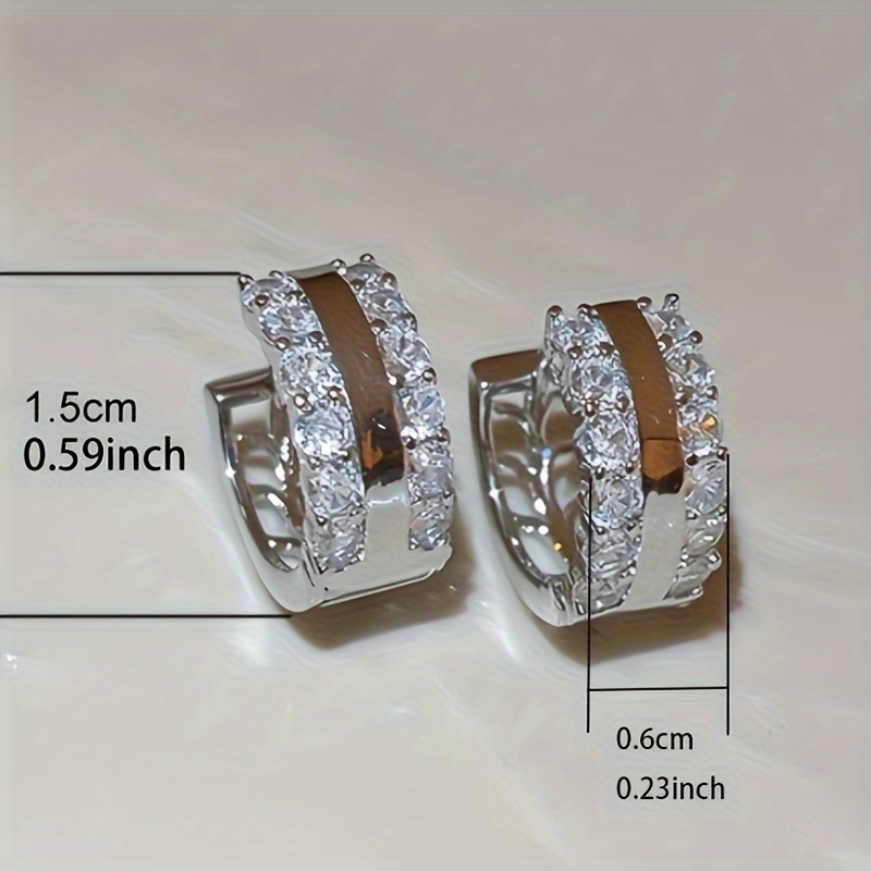 Women's C Shape Synthetic Zirconia Inlay Earrings, Elegant