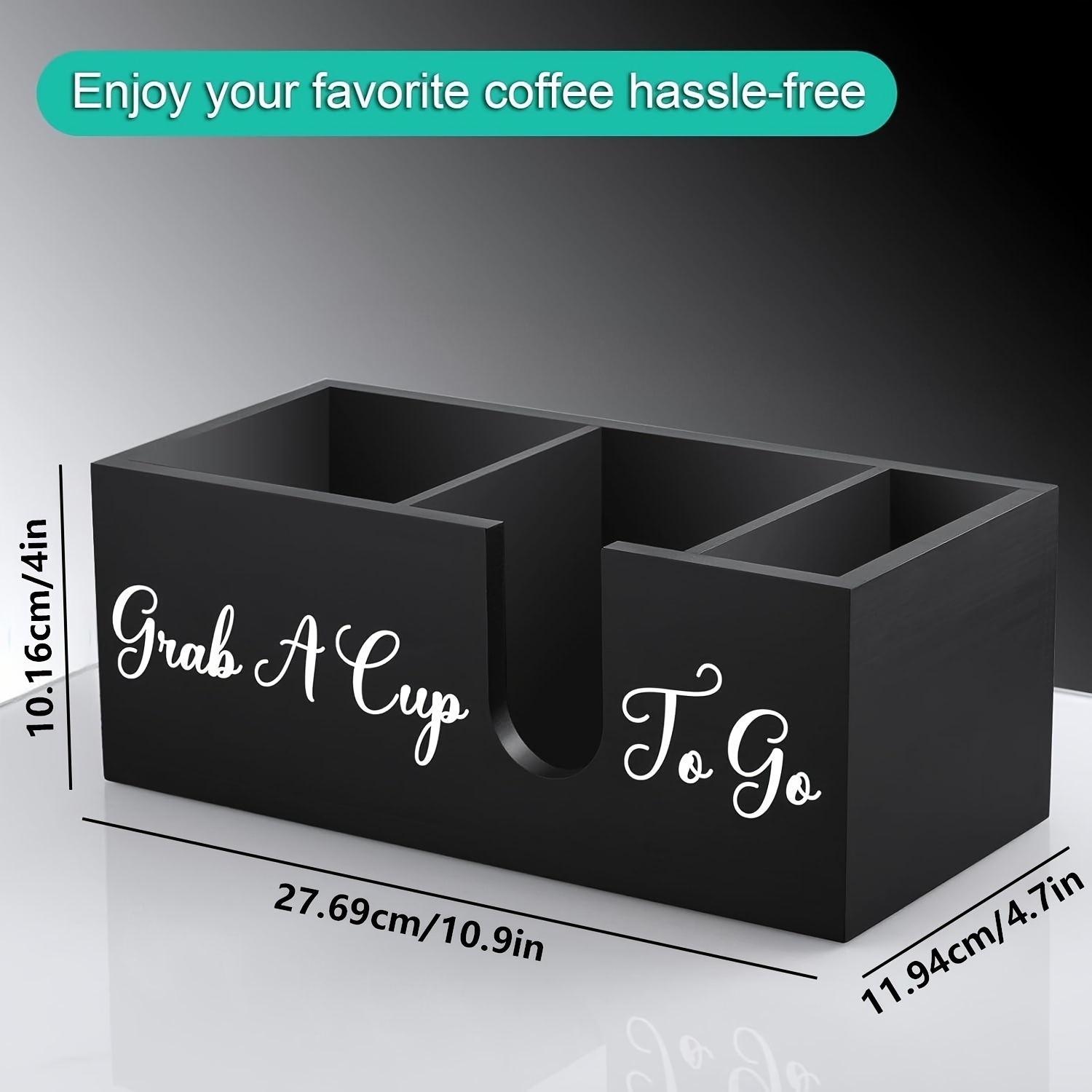 1pc Wooden Coffee Cup Lid Storage Box | Split Cup Storage Rack, , Multipurpose Kitchen Storage Organizer