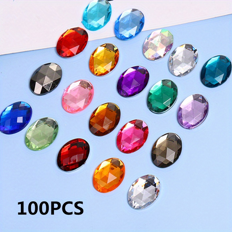 TEMU 100 piezas 1.0Cm/0.39In X 1.4Cm/0.55In Acrílico Ovalado Chaflán Huevos Polígonos Vestido de Novia Traje de Noche Bolso de Zapatos Adiciones para